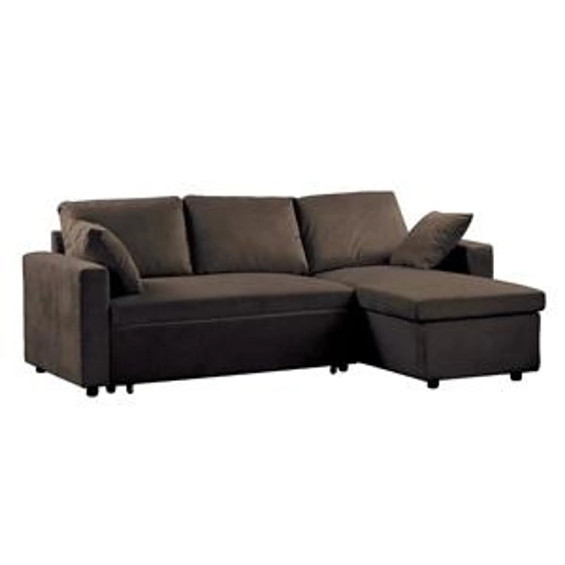 MONTREAL Reversible Storage Corner Sofabed Velure Dark Brown