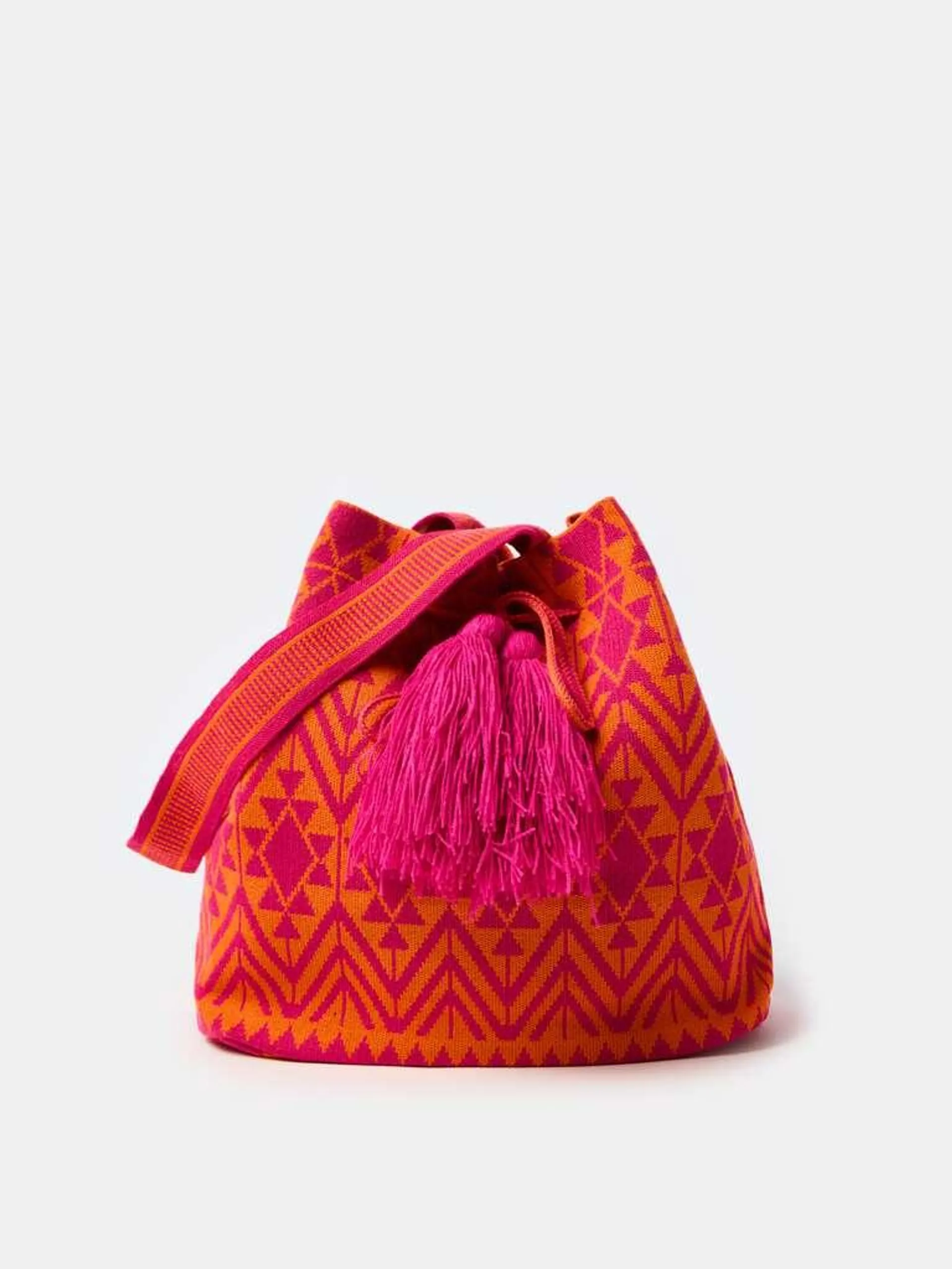 Orange/Pink Shoulder bag with tassels