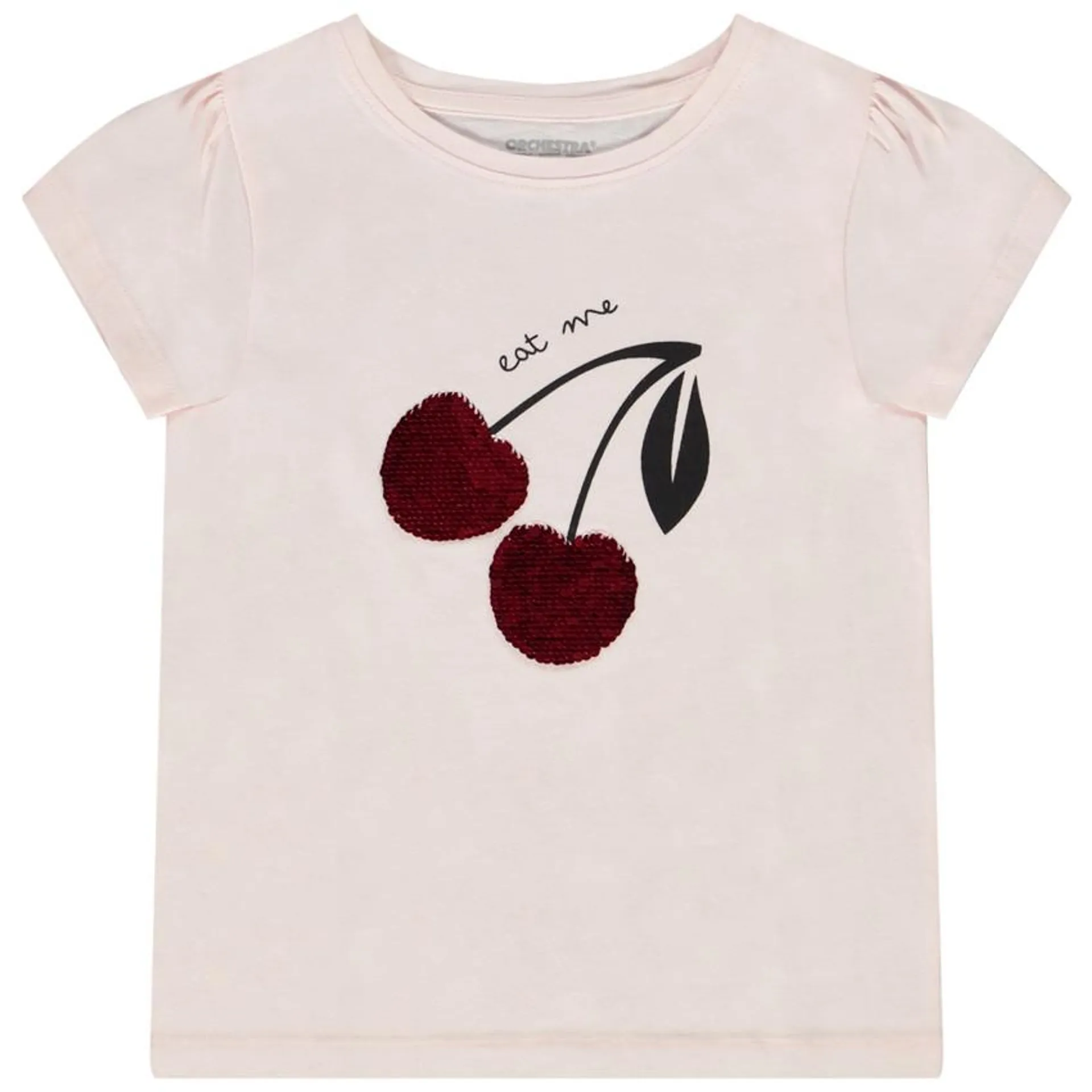 T-shirt κοντά μανίκια print fruit en παγιέτες μαγικές για κορίτσι