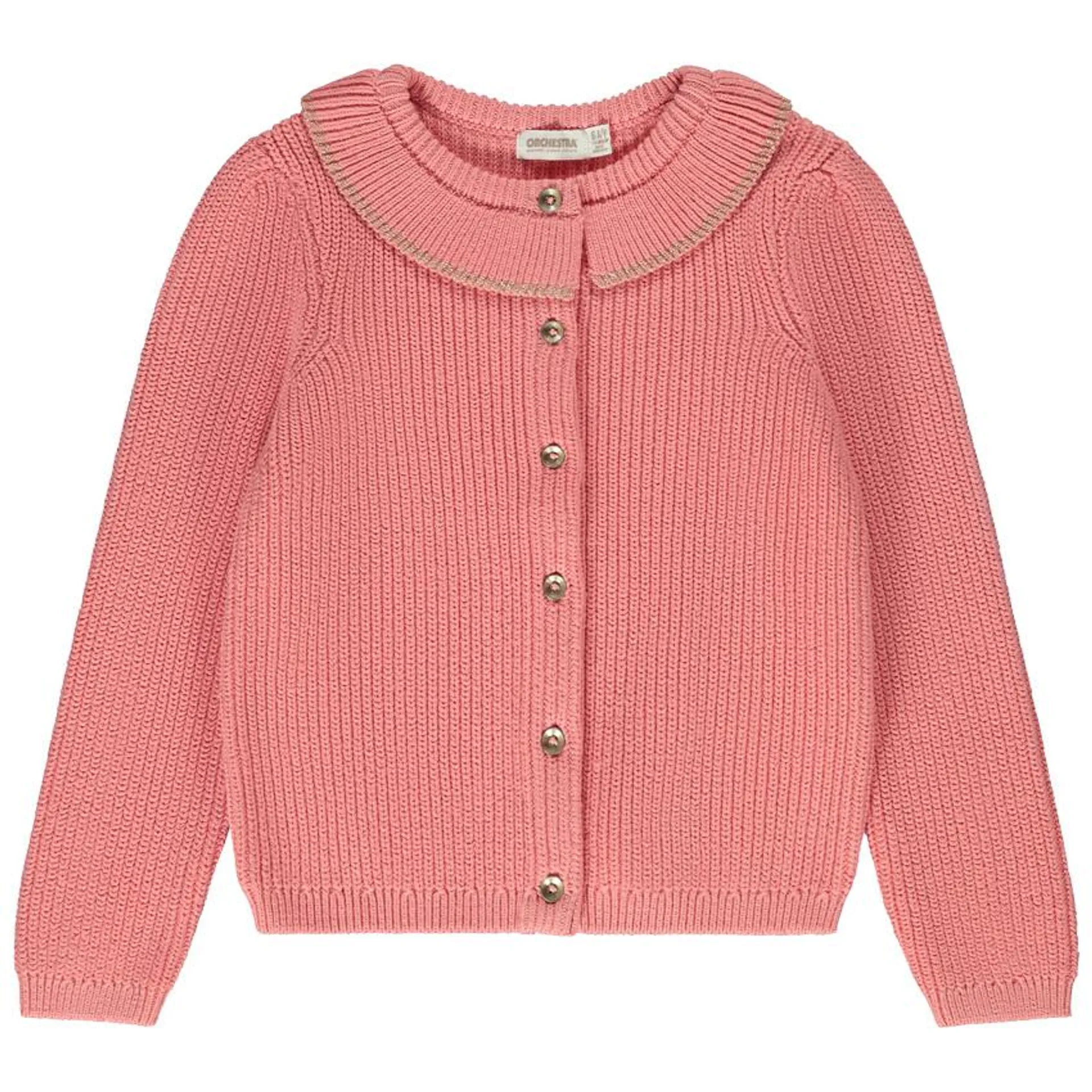 Gilet à collerette en tricot perlé uni pour fille