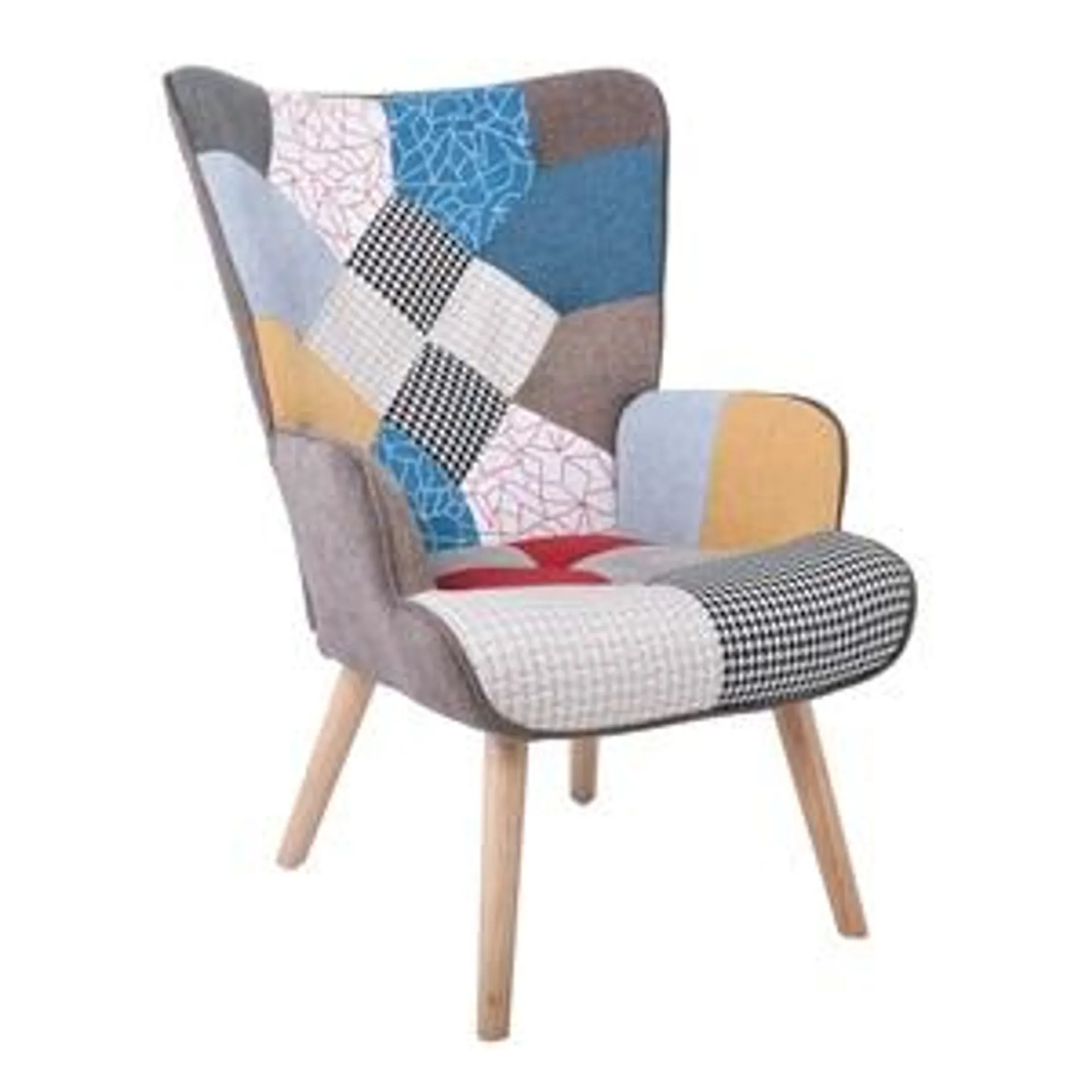 ALMA Armchair Natural / Patchwork Fabric (K/D)