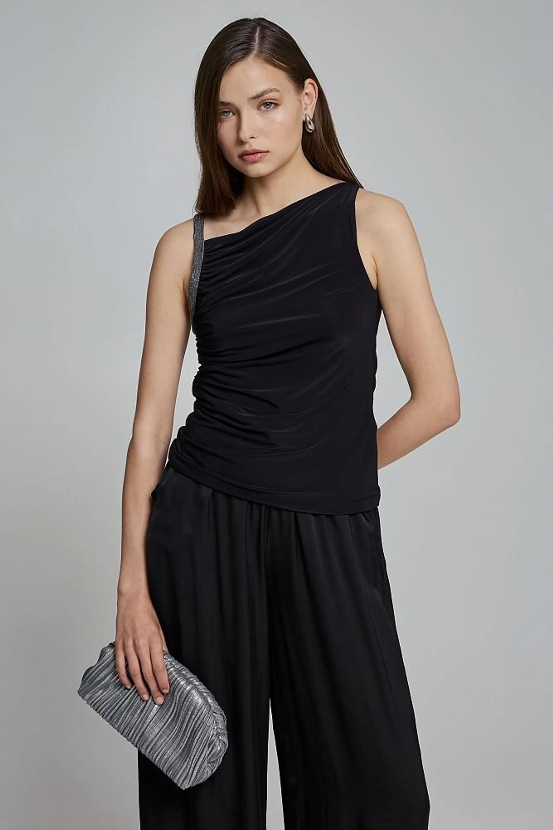 Top with asymmetric neckline