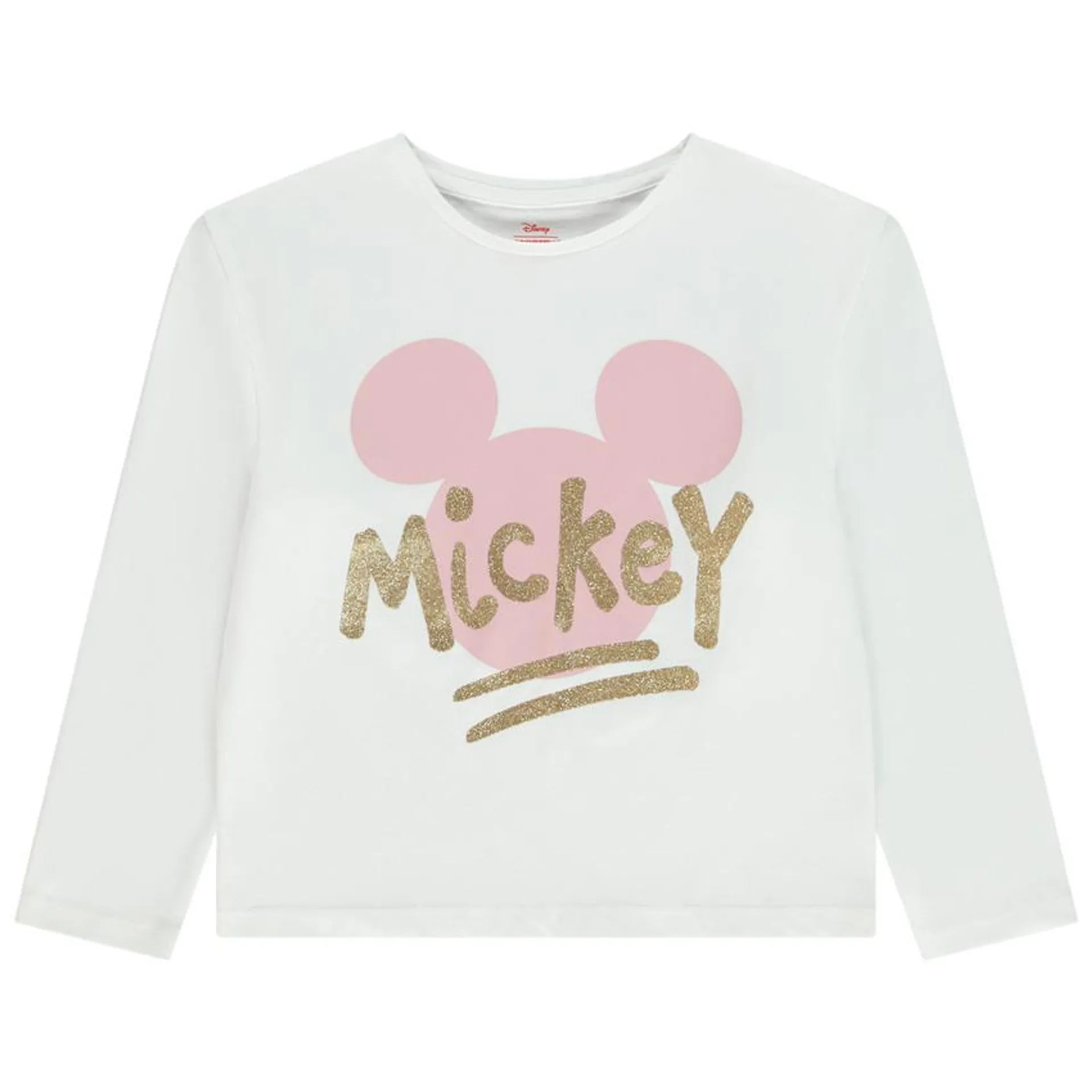 T-shirt μακρυμάνικο print με glitter Mickey Disney για κορίτσι