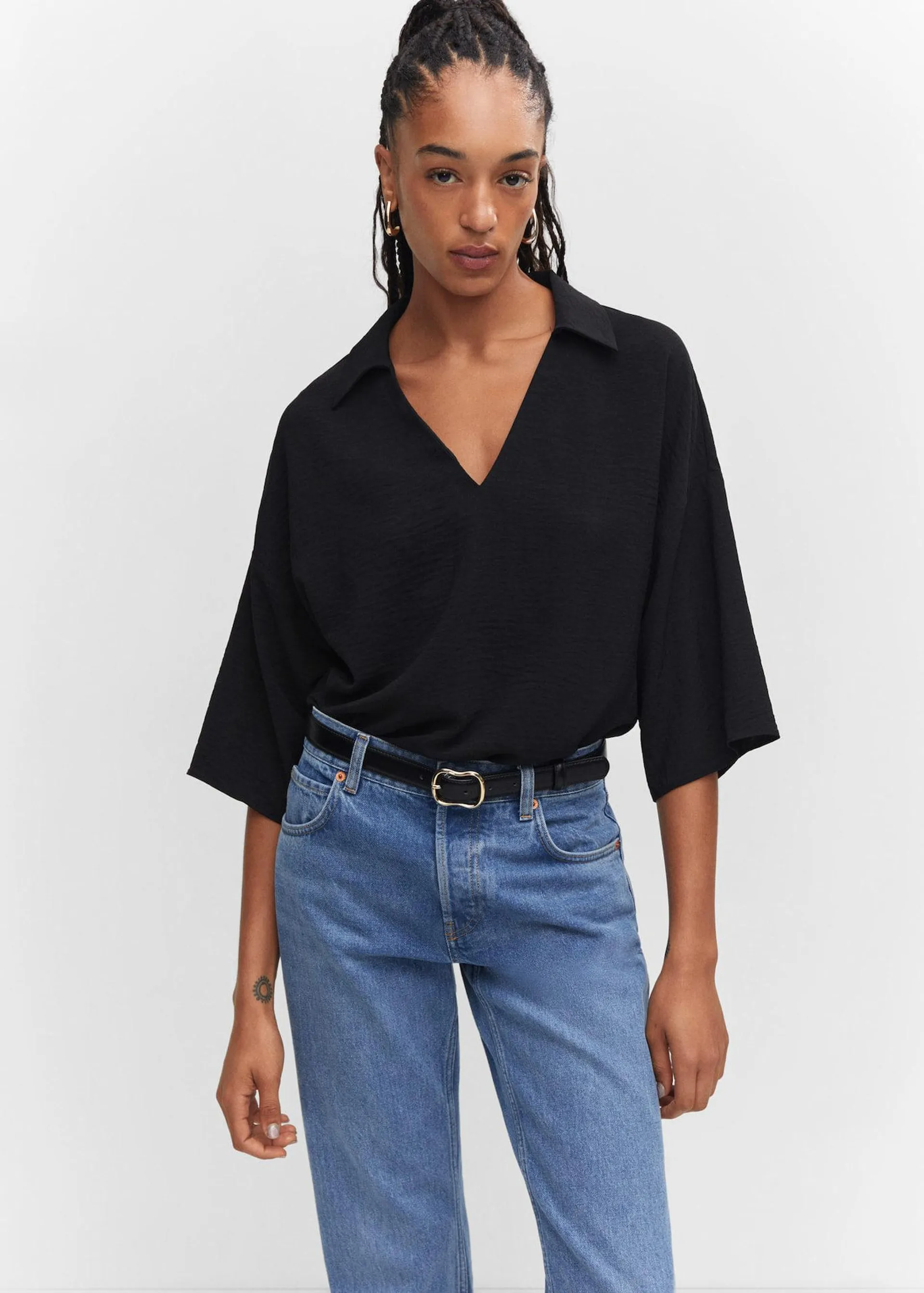 Double shirt-collar blouse