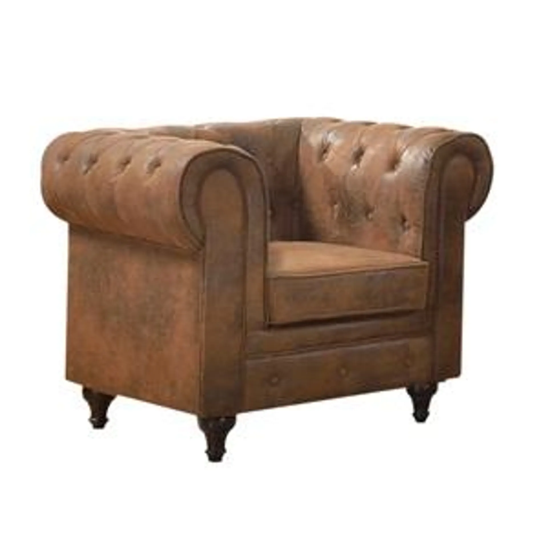 CHESTERFIELD Armchair Brown Camel Fabric