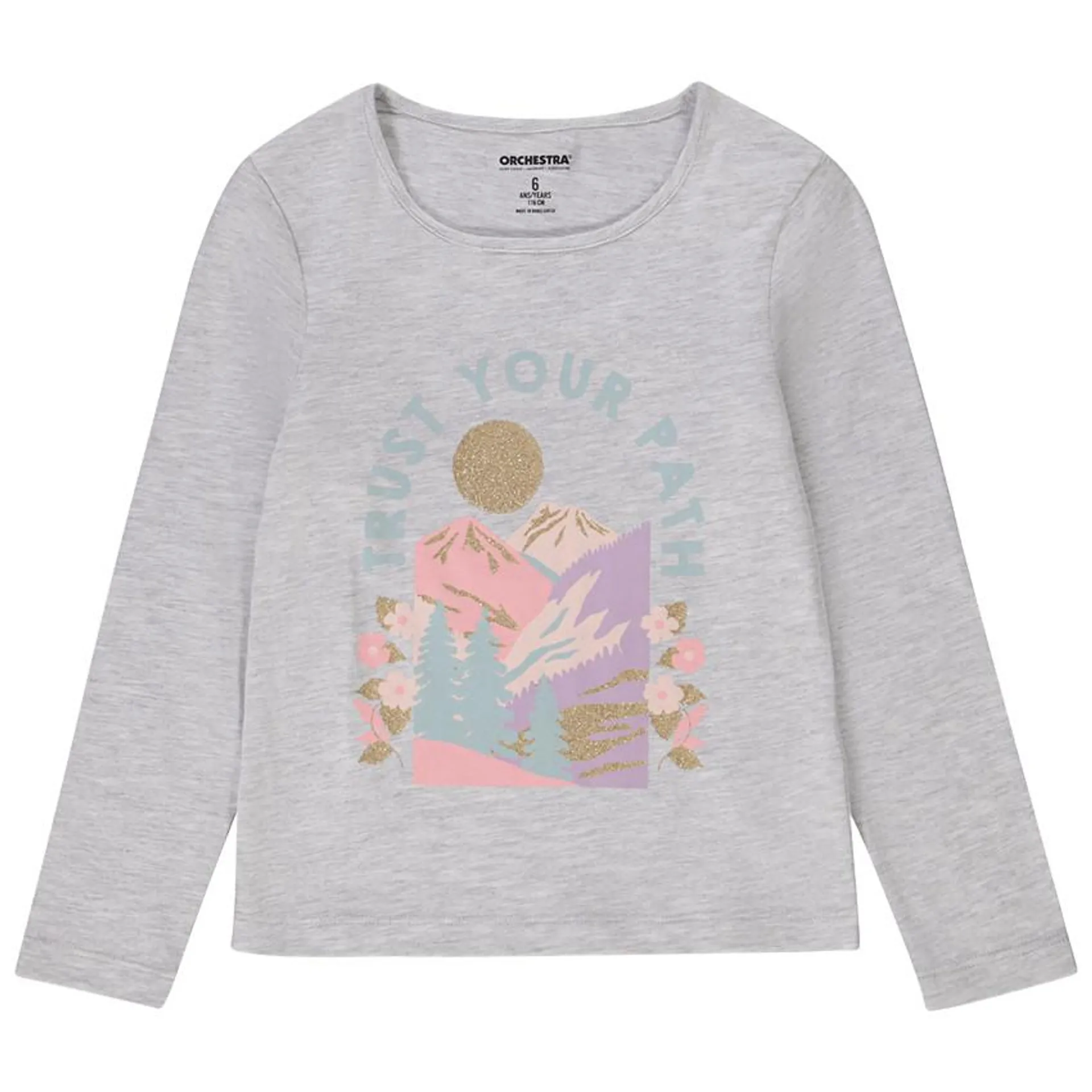 T-shirt manches longues print fantaisie pour fille