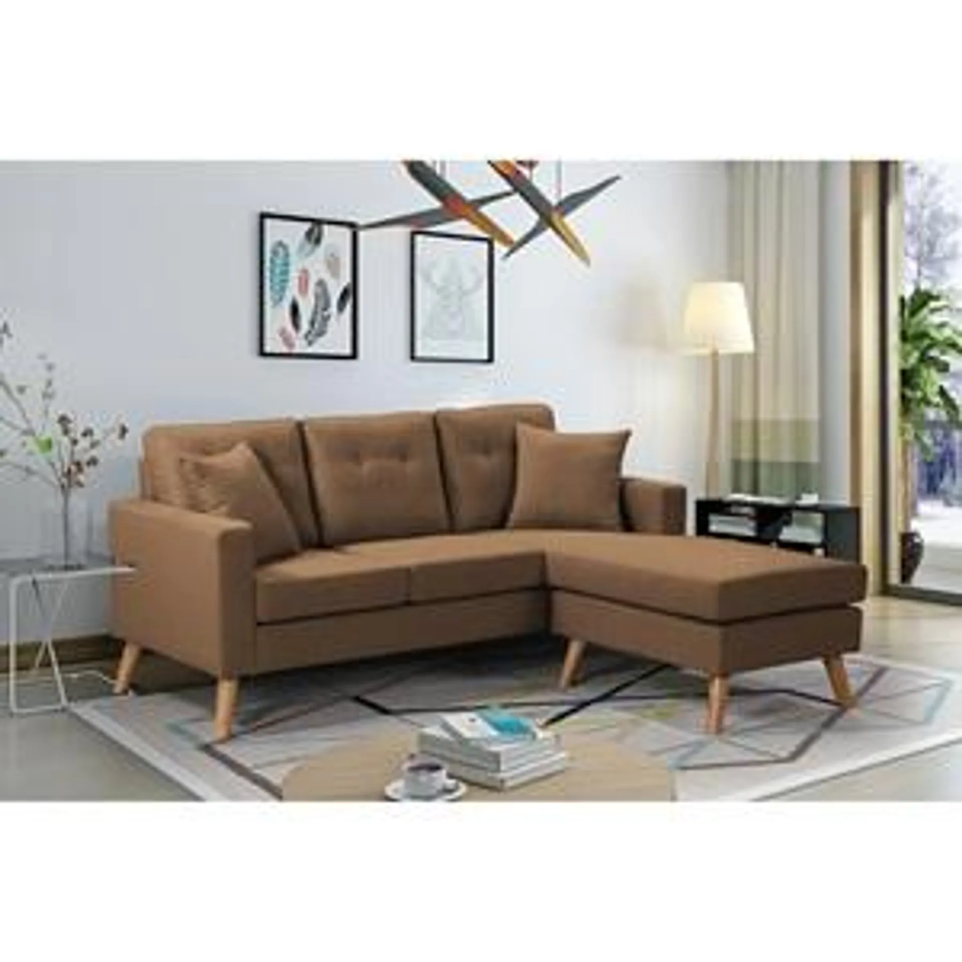 ALAN Reversible Corner Sofa Brown Fabric