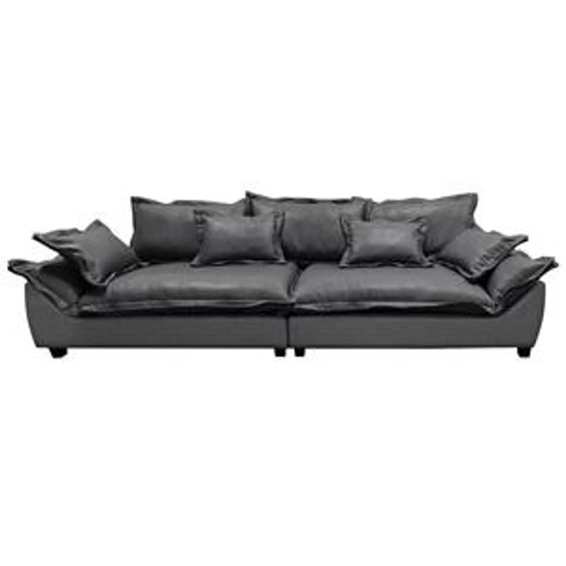 DARBY 4-Seater Sofa Dark Grey Nabuk Fabric