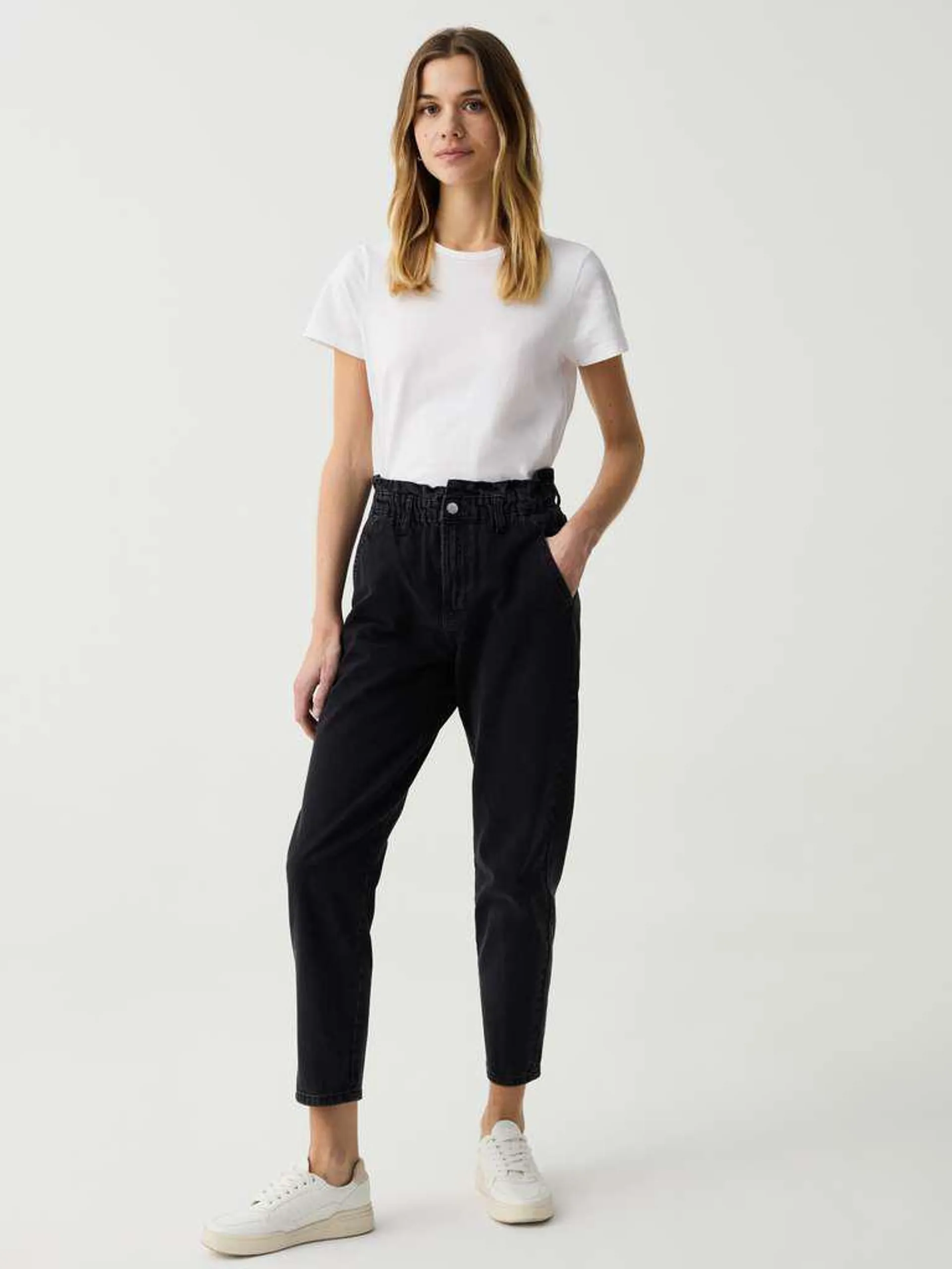 Graphite Grey Mum-fit cropped jeans