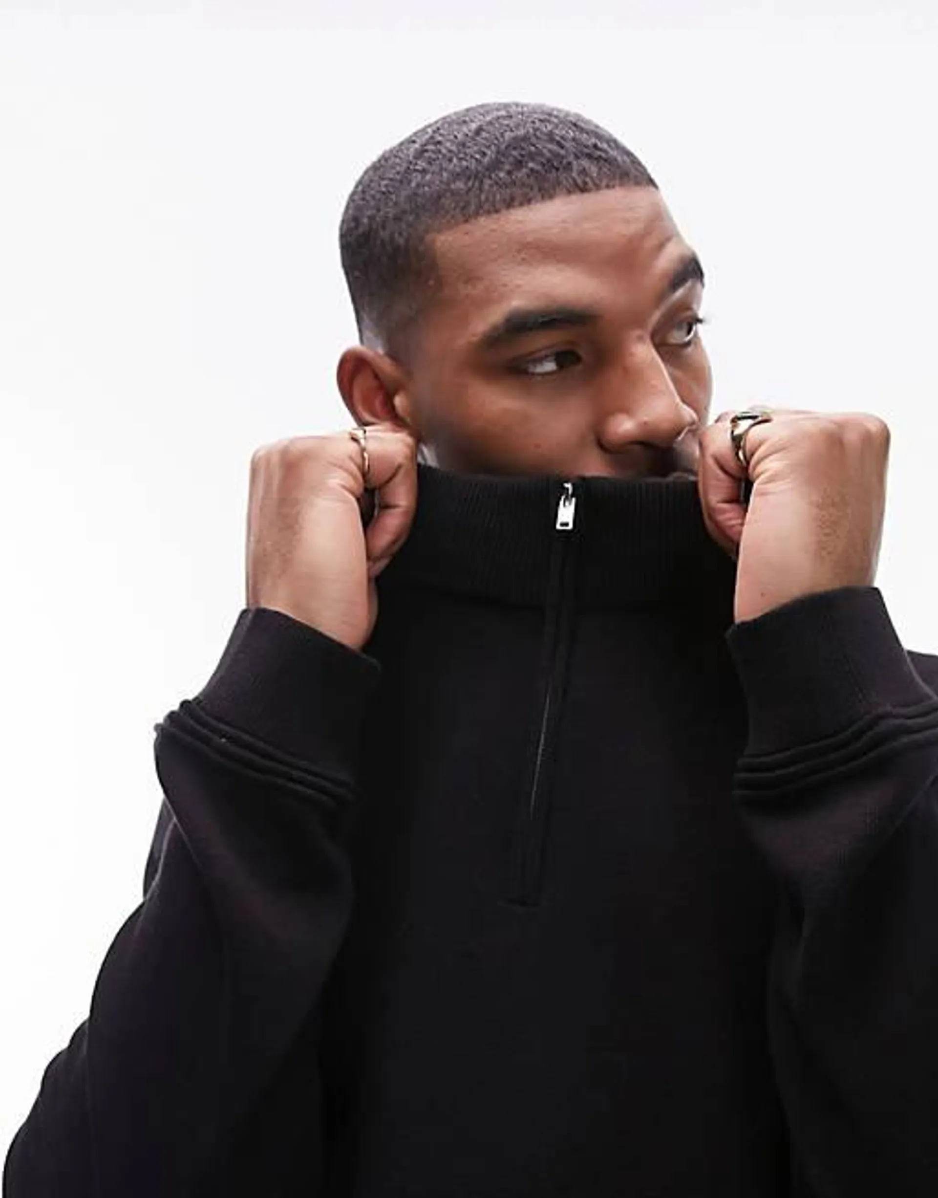 Topman essentials 1/4 zip in black