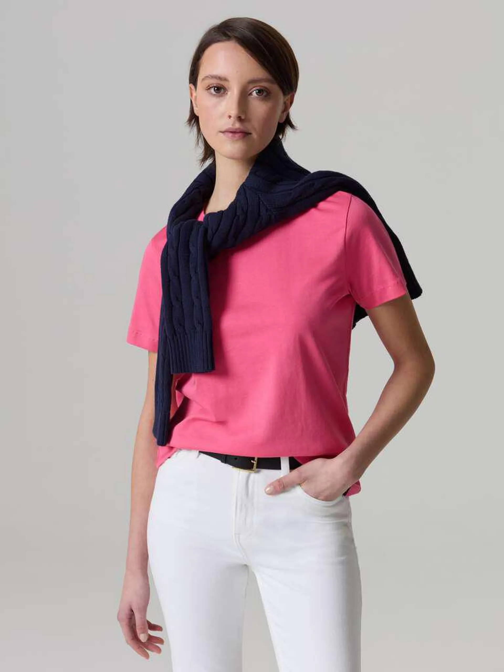 Pink Supima cotton T-shirt with round neck