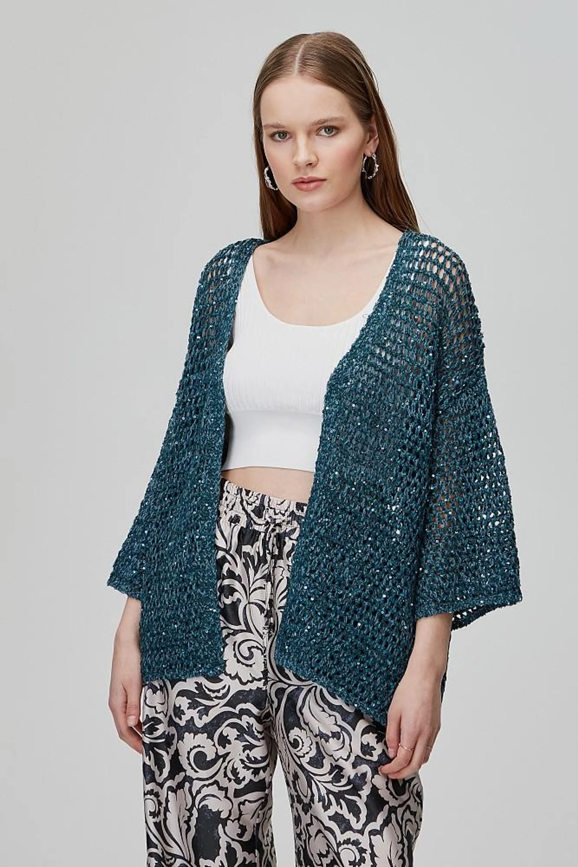 Knit sequin cardigan