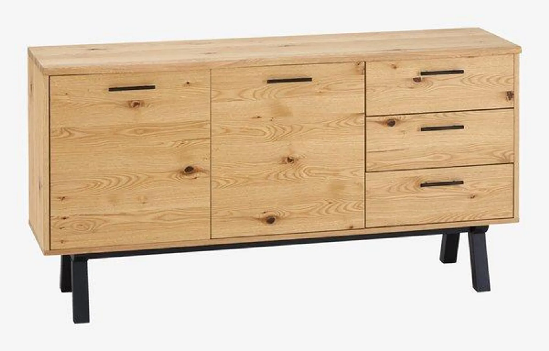 Sideboard SANDBY 2 Türen + 3 Schubladen Eiche natur/schwarz