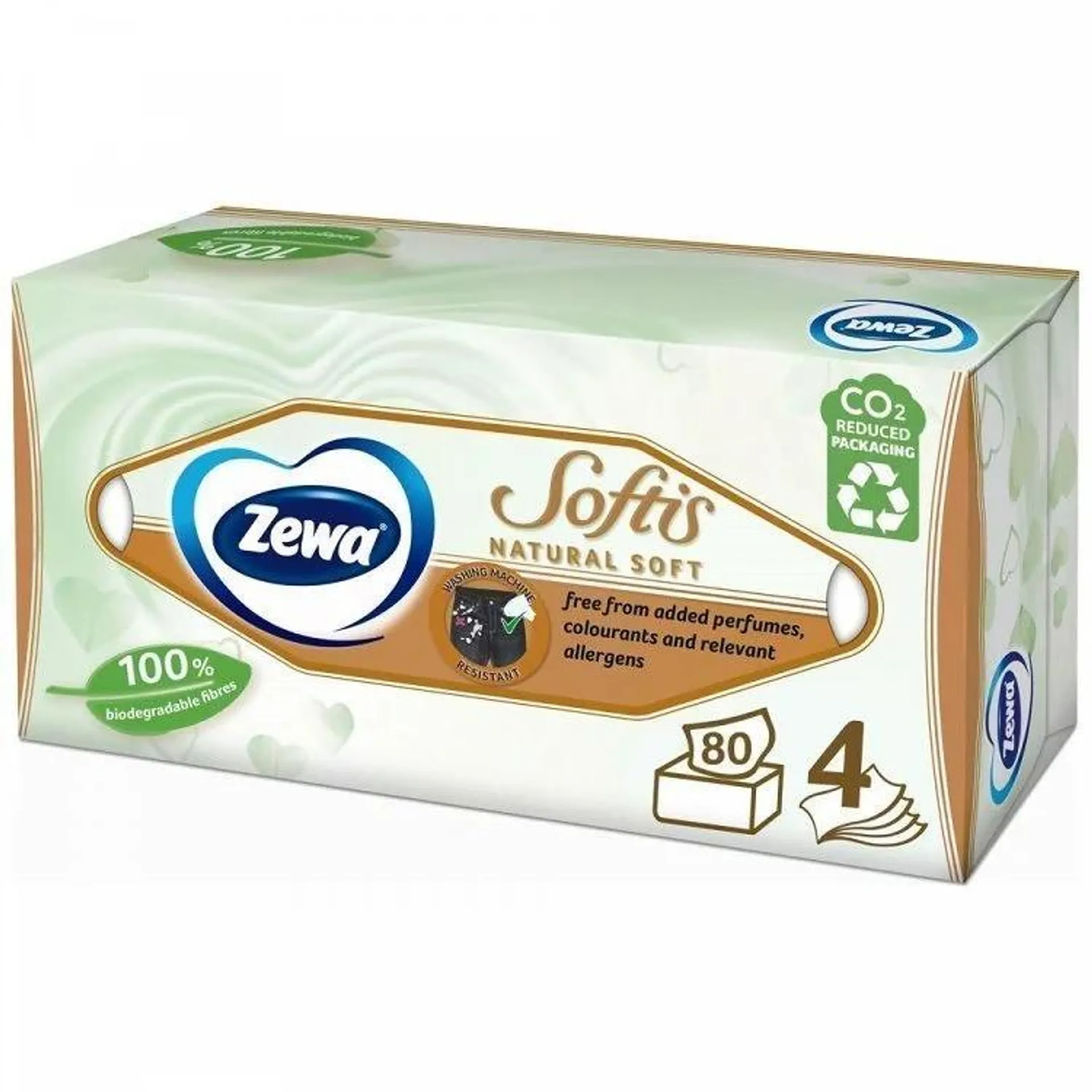 Zewa Softis Natural Χαρτομάντιλα Επιτραπέζια 80τεμ 0,199kg