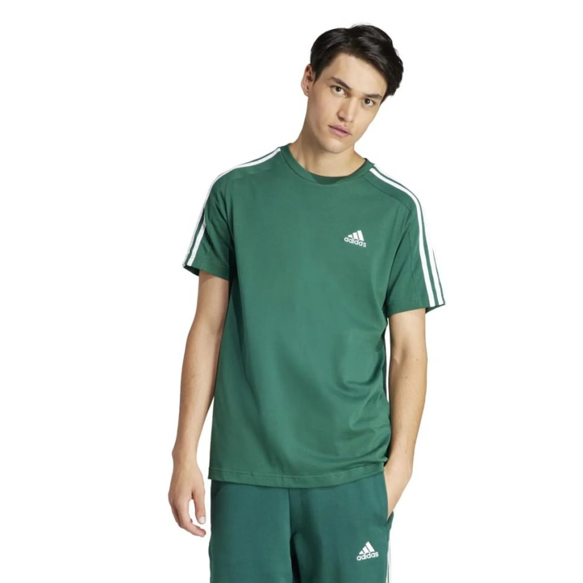 adidas Sportswear Essentials Single Jersey 3-Stripes Κυπαρισσί - Ανδρική Κοντομάνικη Μπλούζα