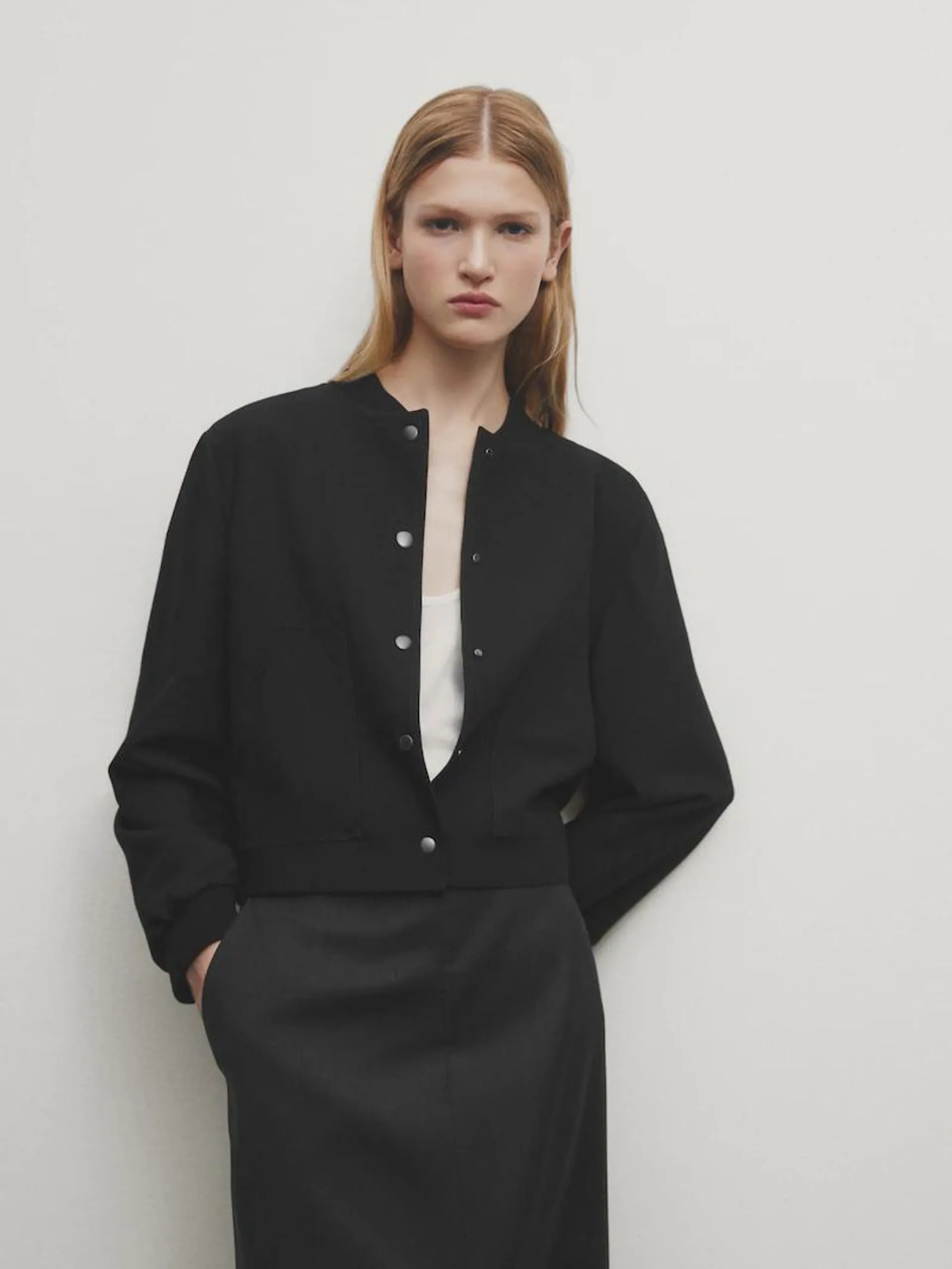 Chaqueta bomber corta botones snaps