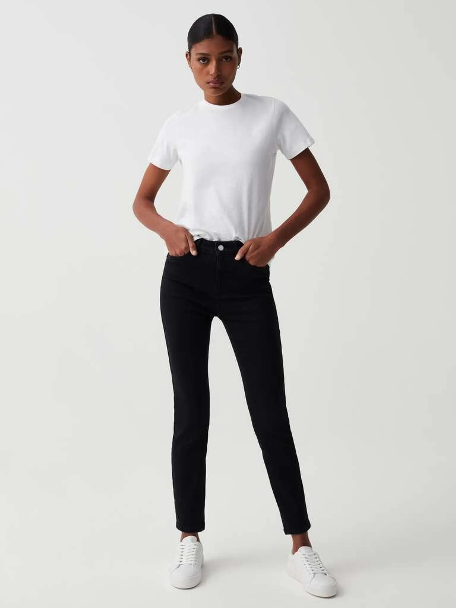 Black Skinny-fit stretch jeans with five pockets