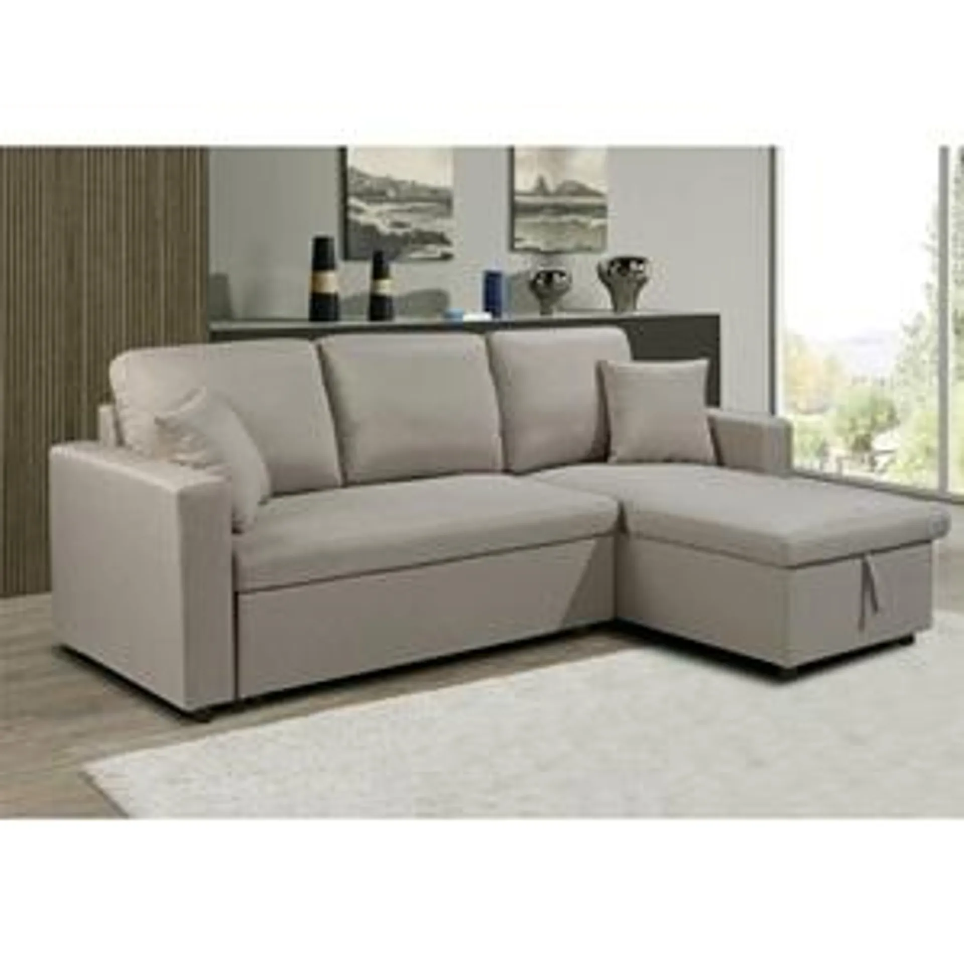 MONTREAL Reversible Storage Corner Sofabed Fabric Beige