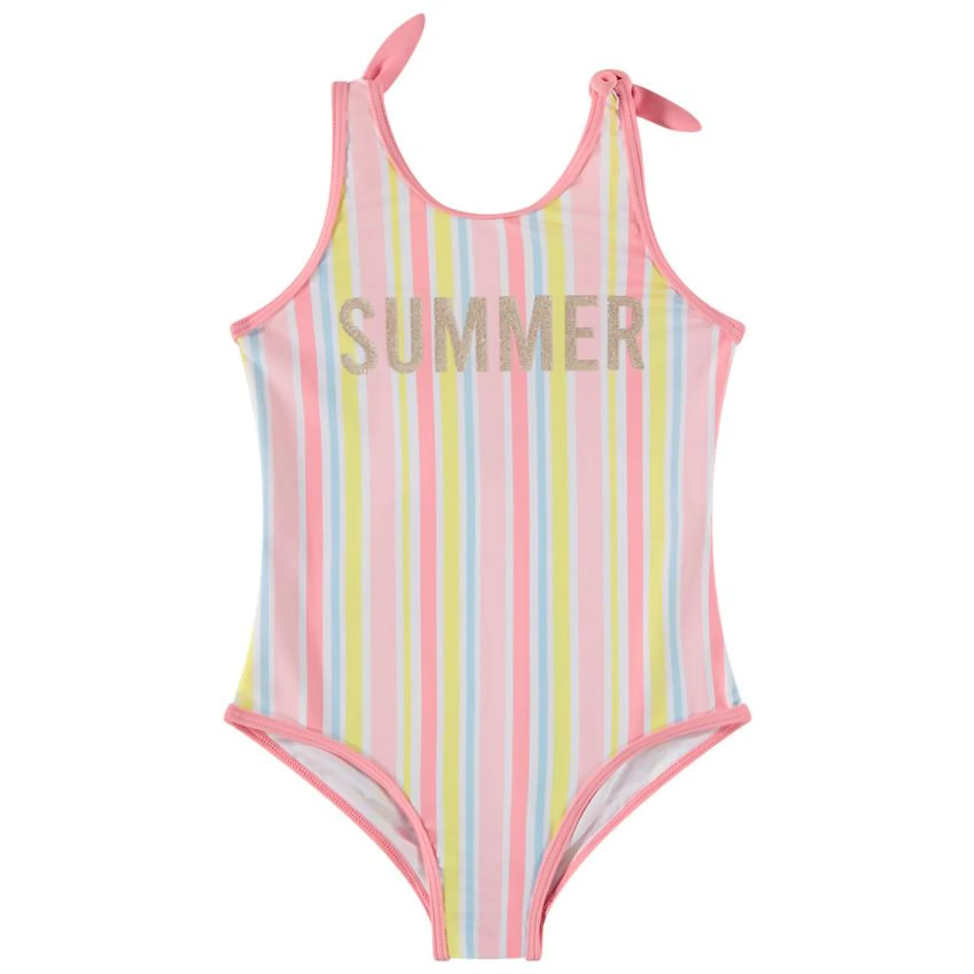 Maillot de bain 1 pièce rayé à print pailleté pour fille