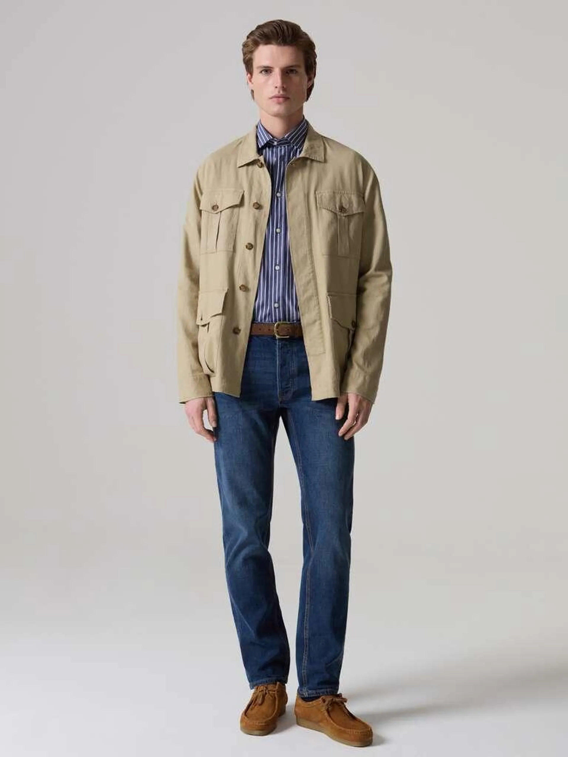 Natural Safari jacket in linen and viscose