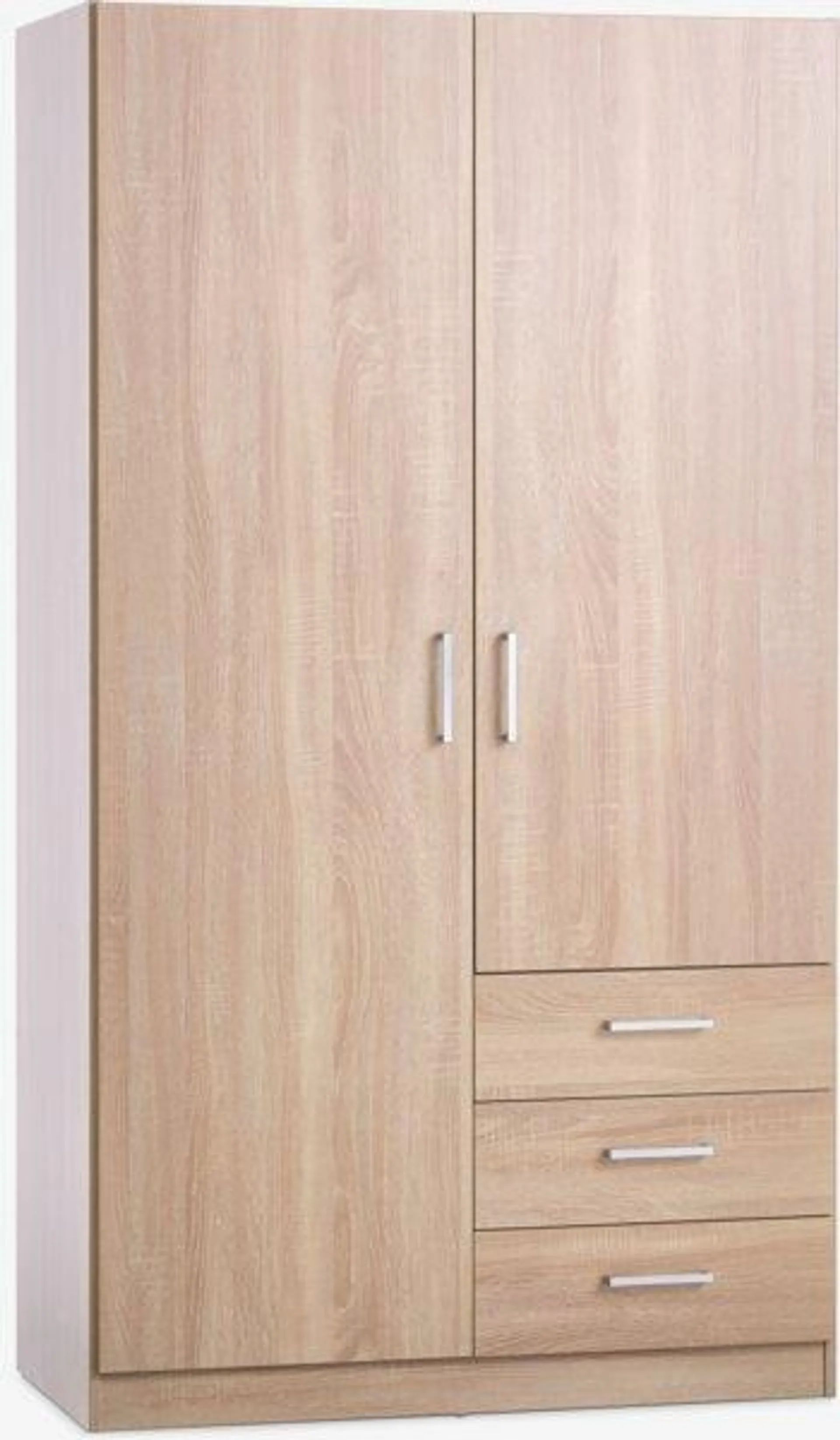 Armario FANDRUP 97x176 2 puertas 3 cajones color roble claro