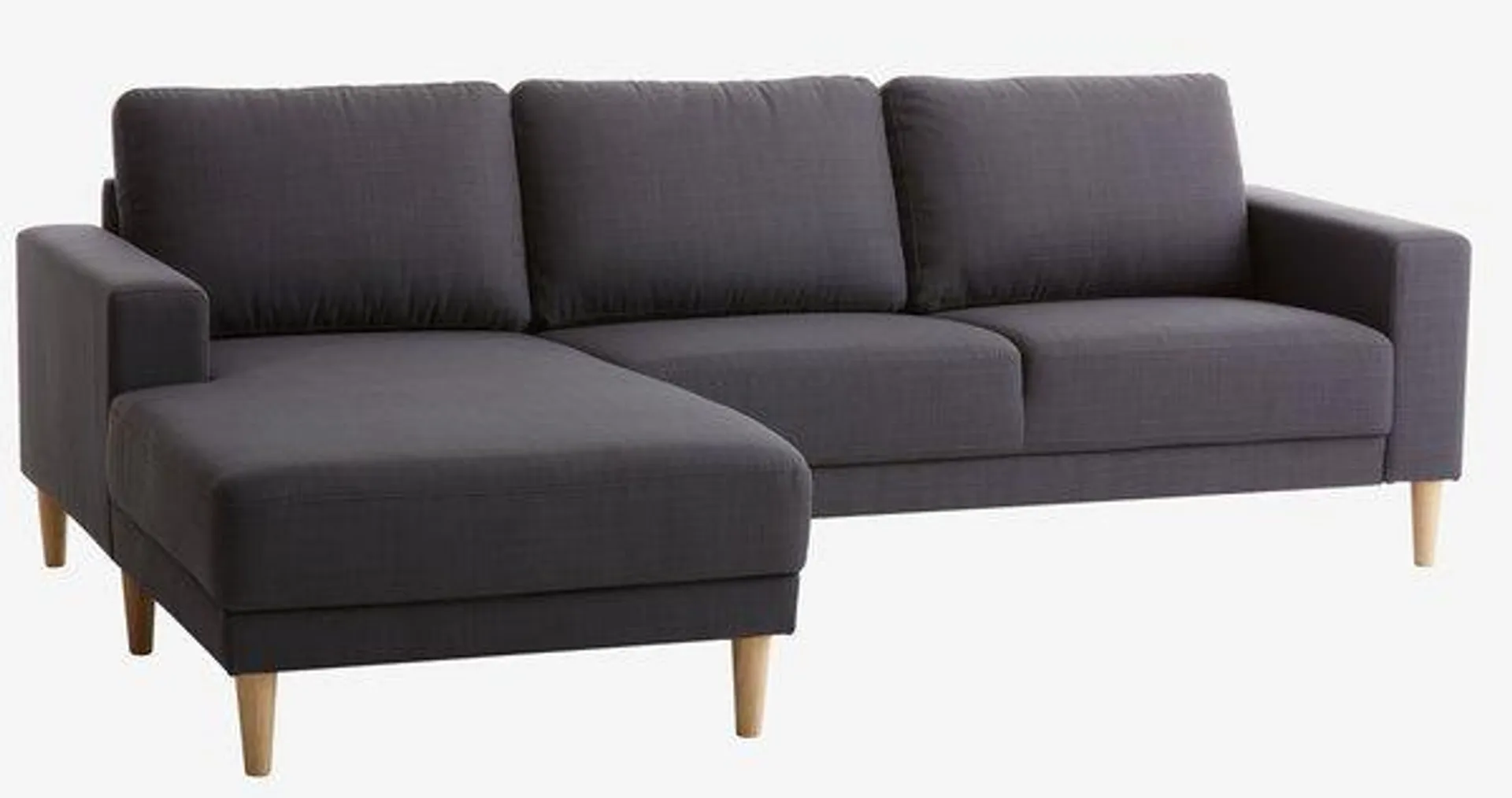 3-zitsbank EGENSE chaise longue donkergrijze stof