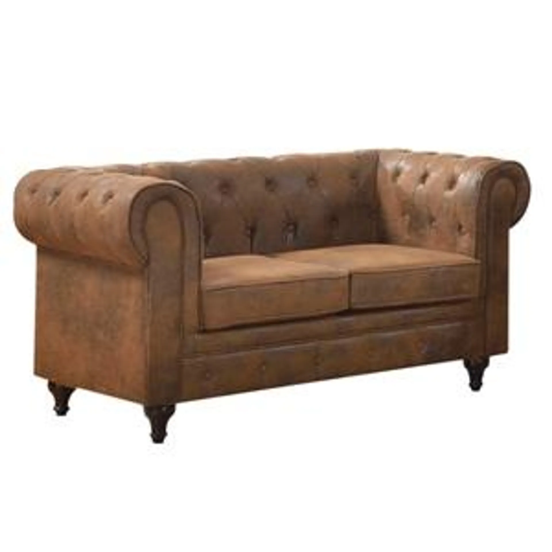 CHESTERFIELD 2-Seater Sofa Brown Camel Fabric