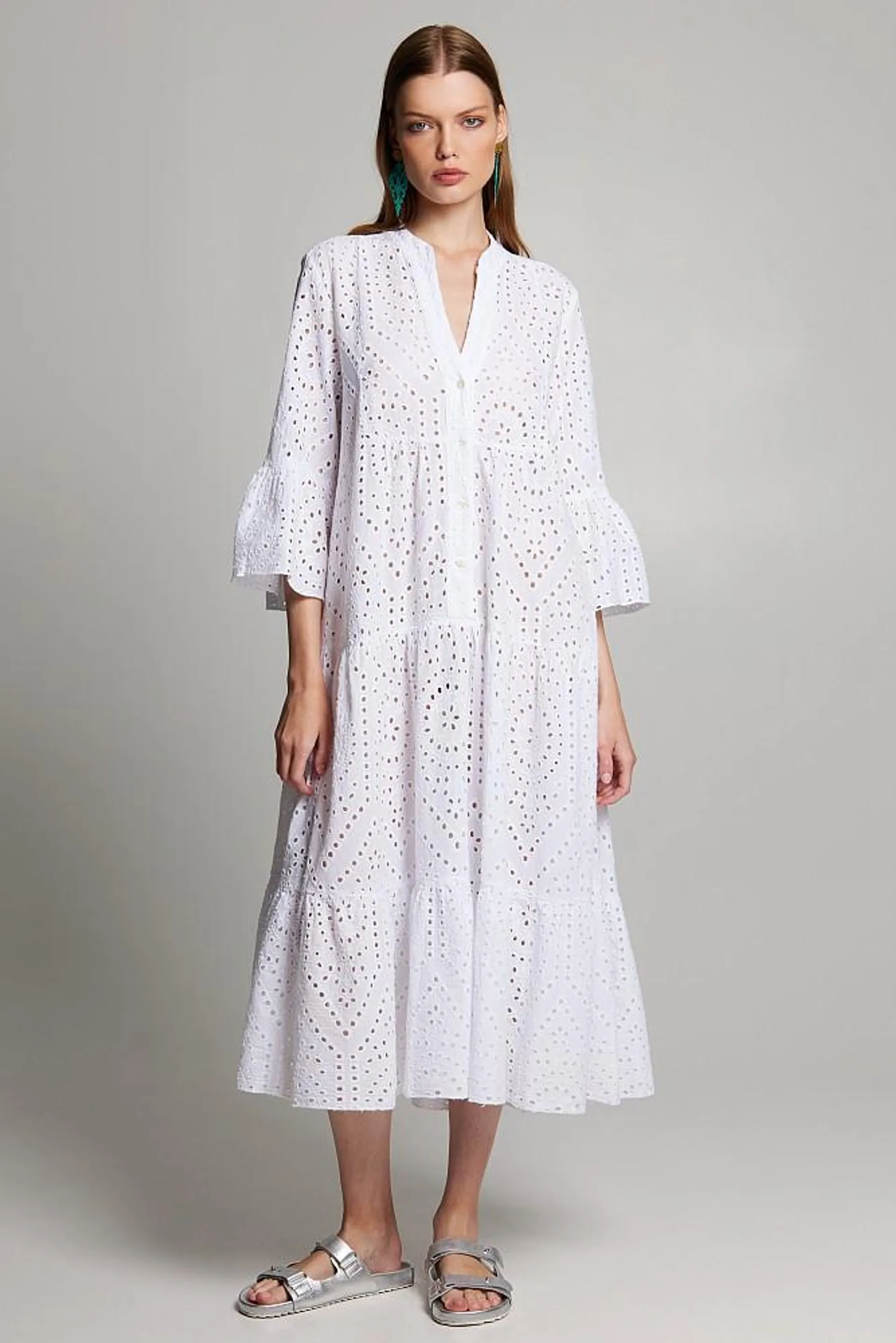 Midi dress with cutwork