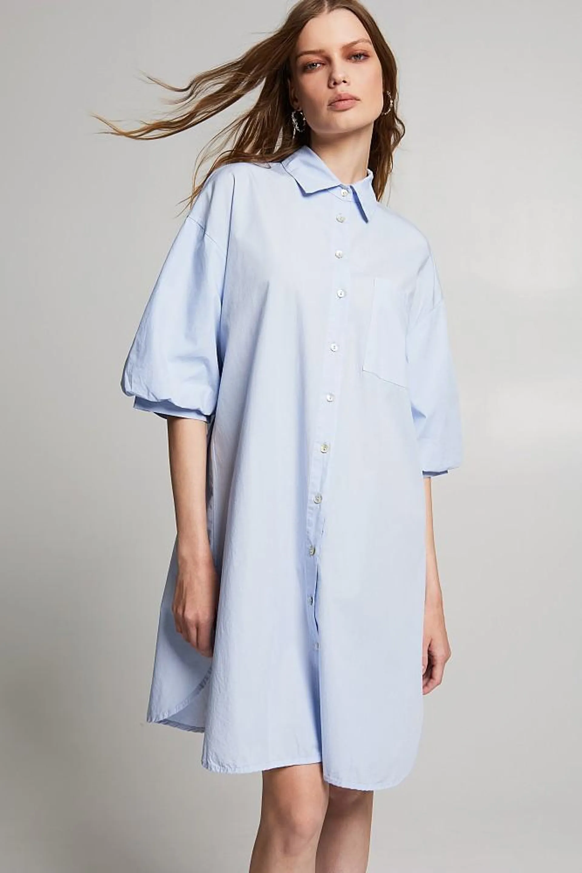 Shirt dress with collar