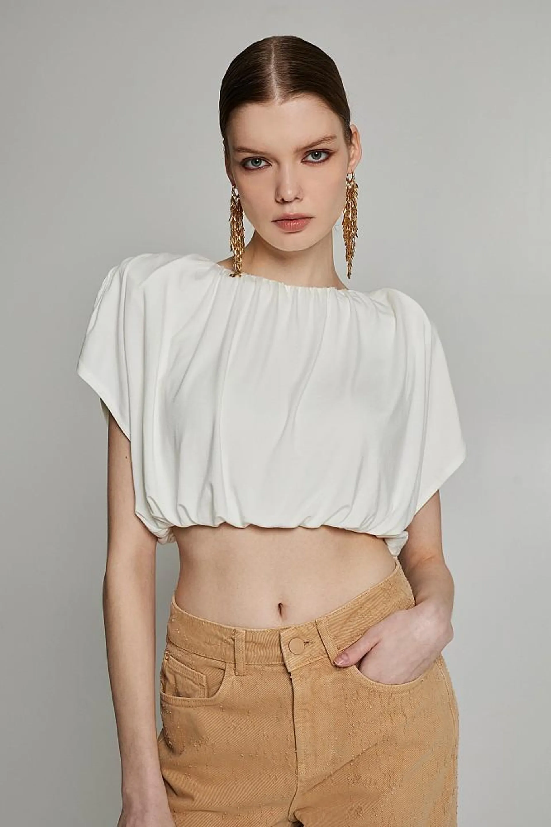 Crop top with gathered design