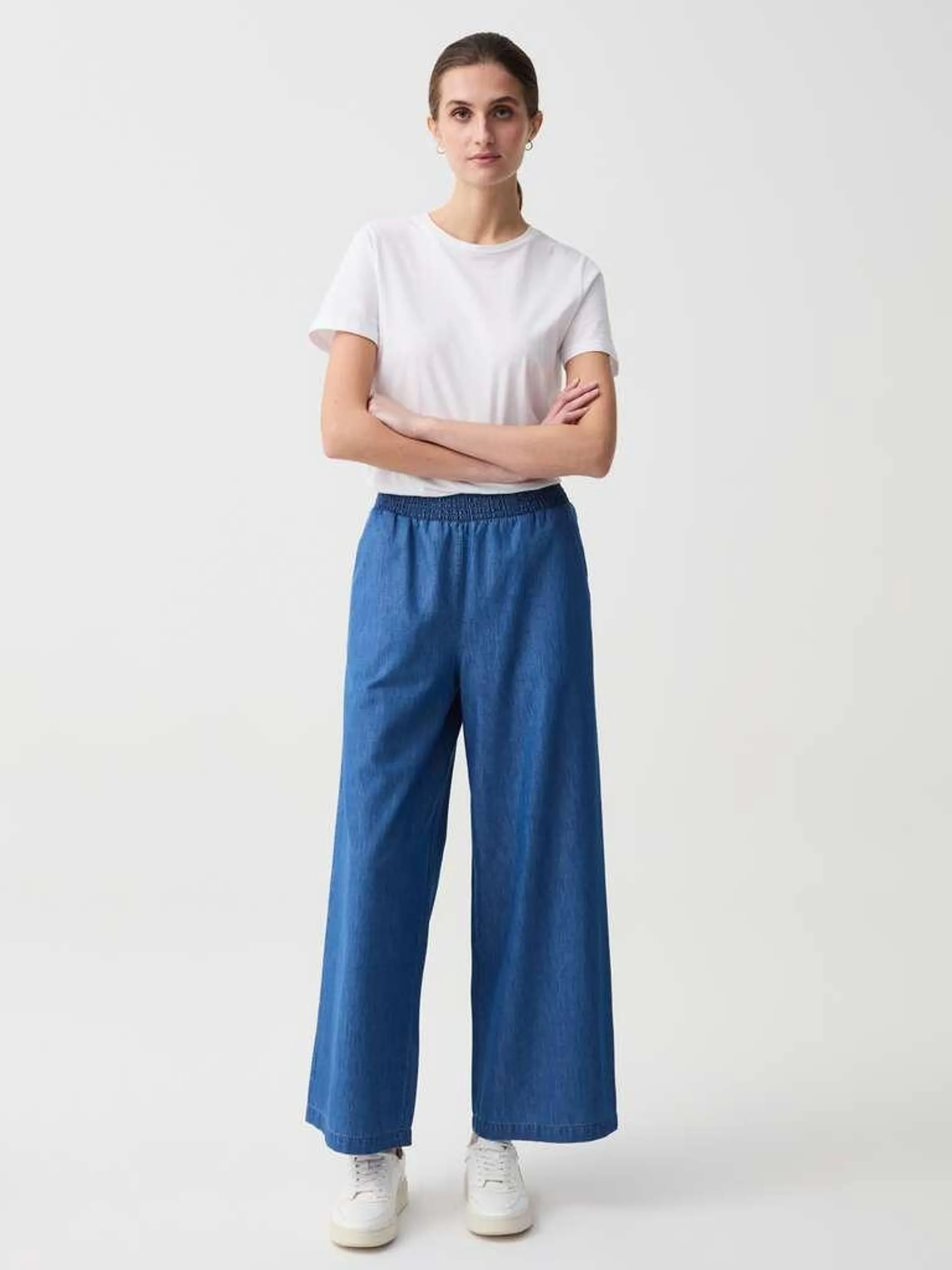 Denim Wide-leg jeans in fluid fabric