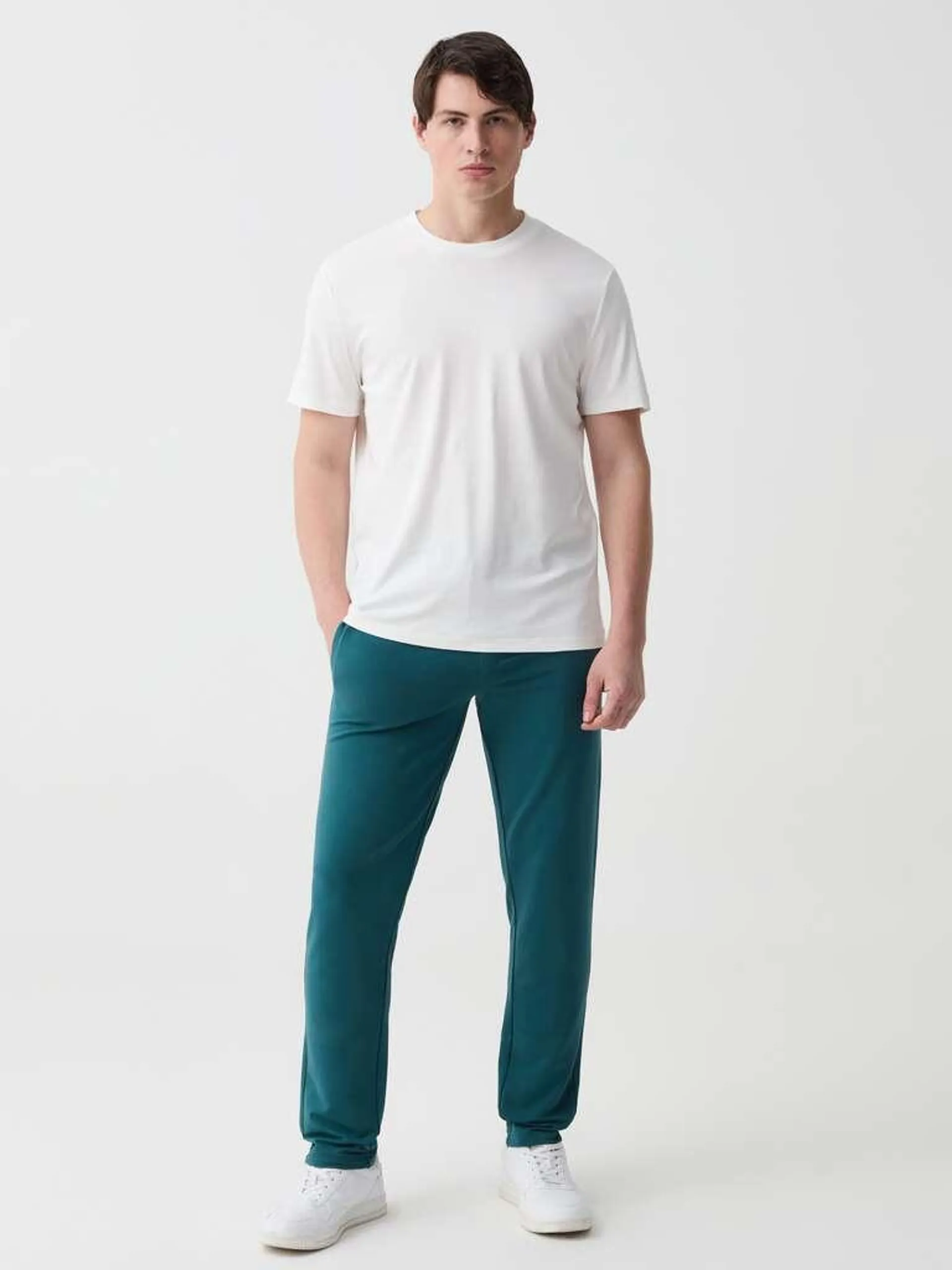 Teal Green Fleece joggers with drawstring
