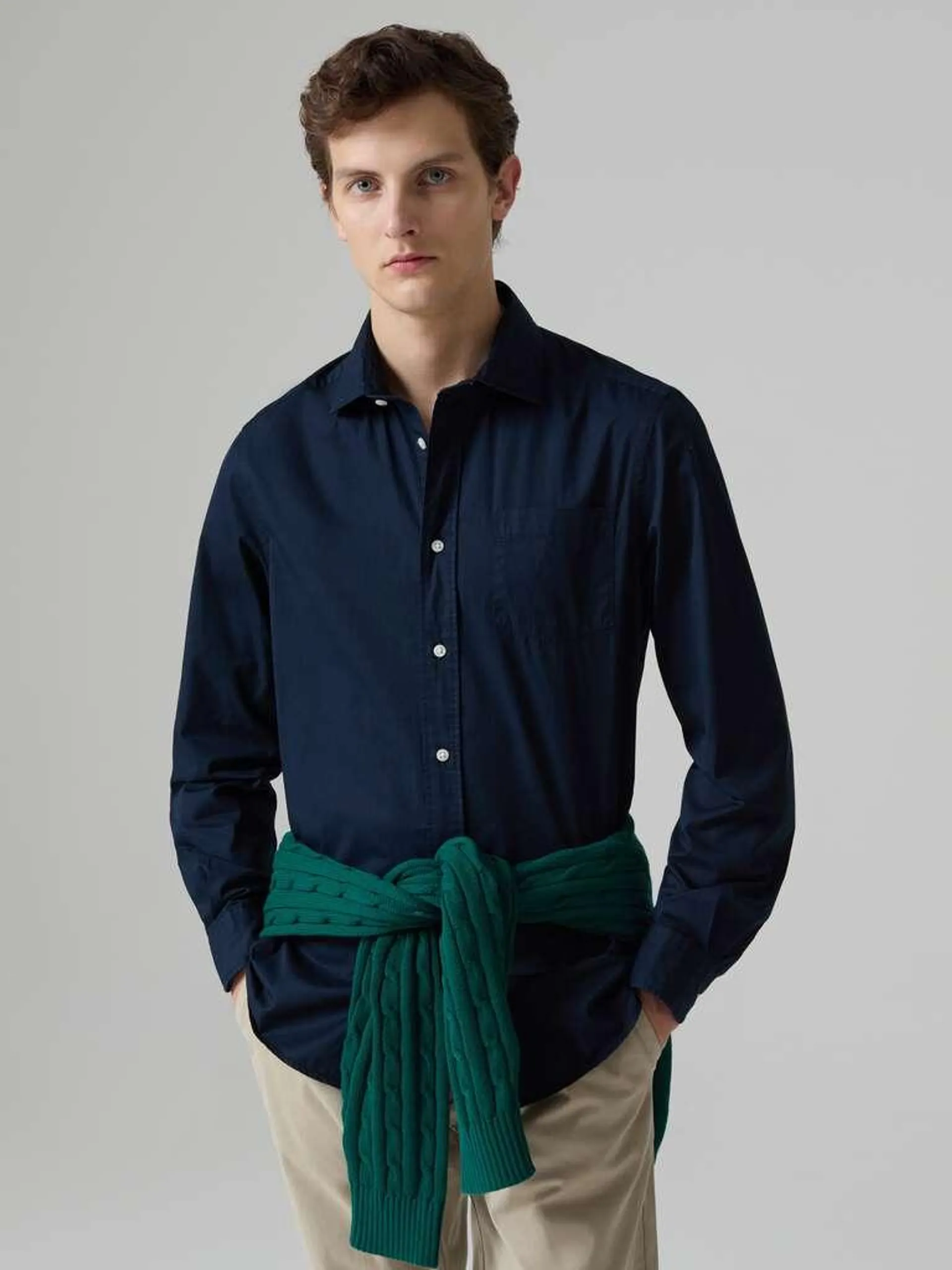 Dark Blue Cotton shirt with pocket