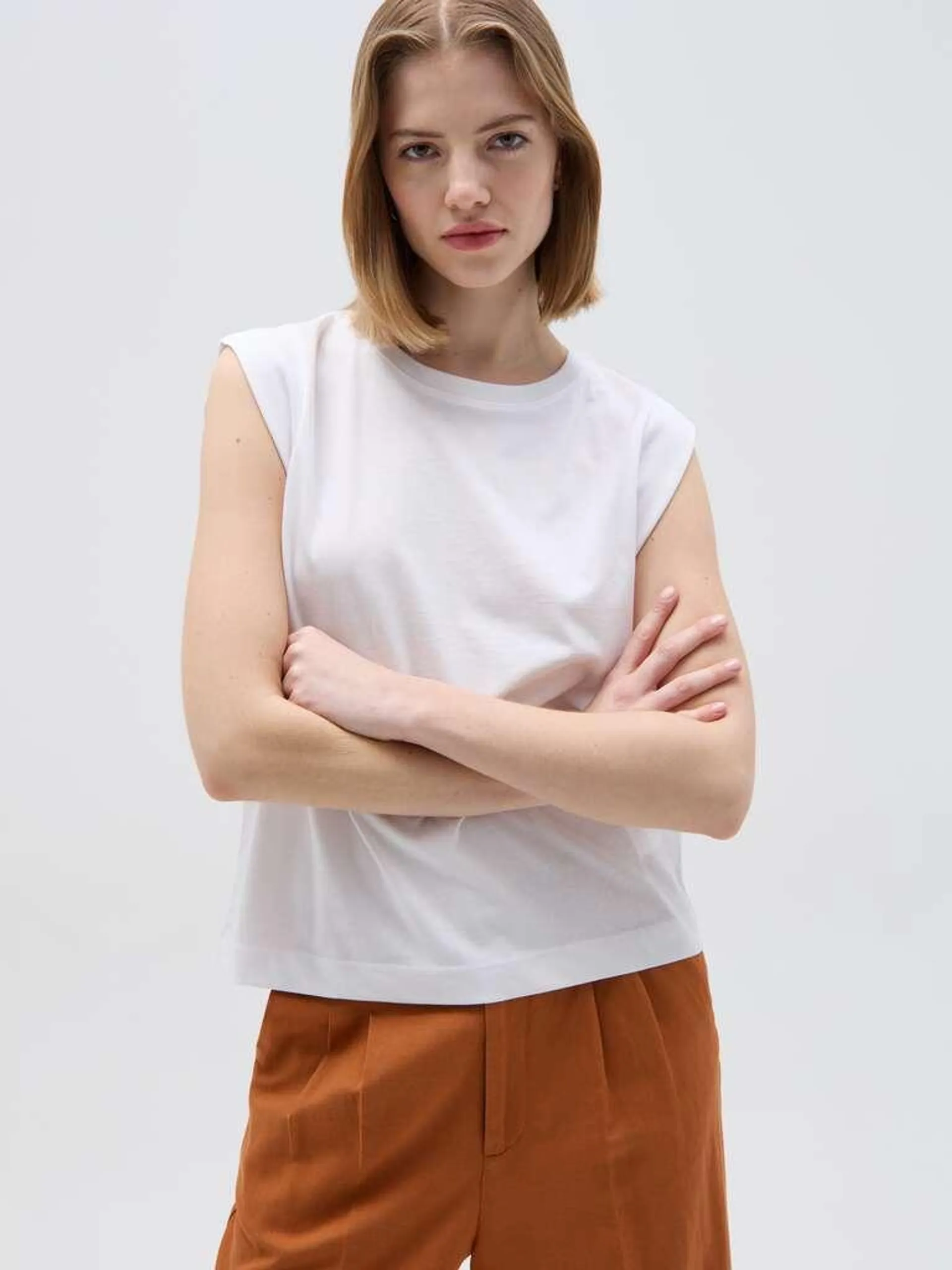 Optical White T-shirt smanicata relaxed fit