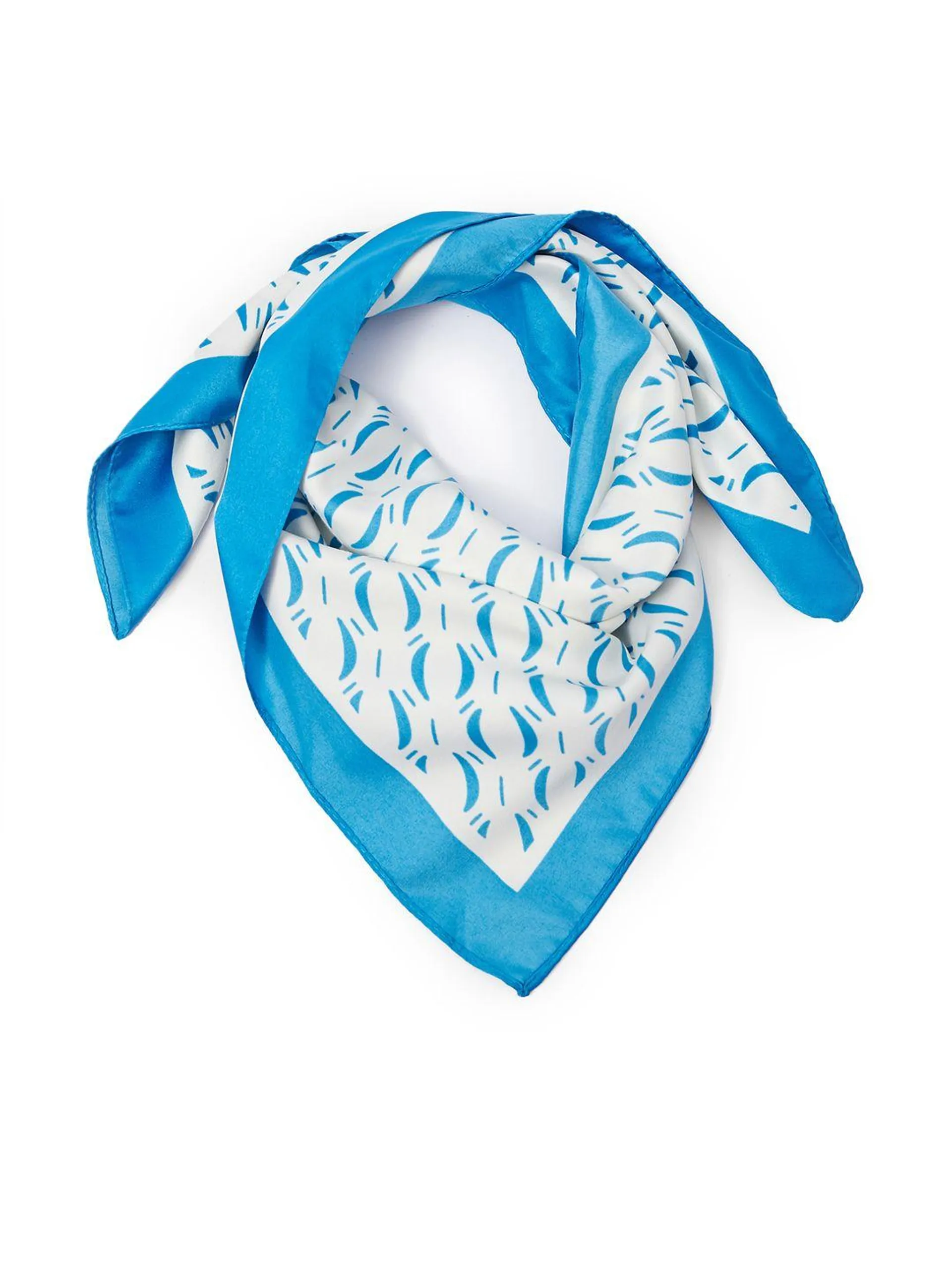 Modro-bílý dámský vzorovaný saténový šátek ORSAY