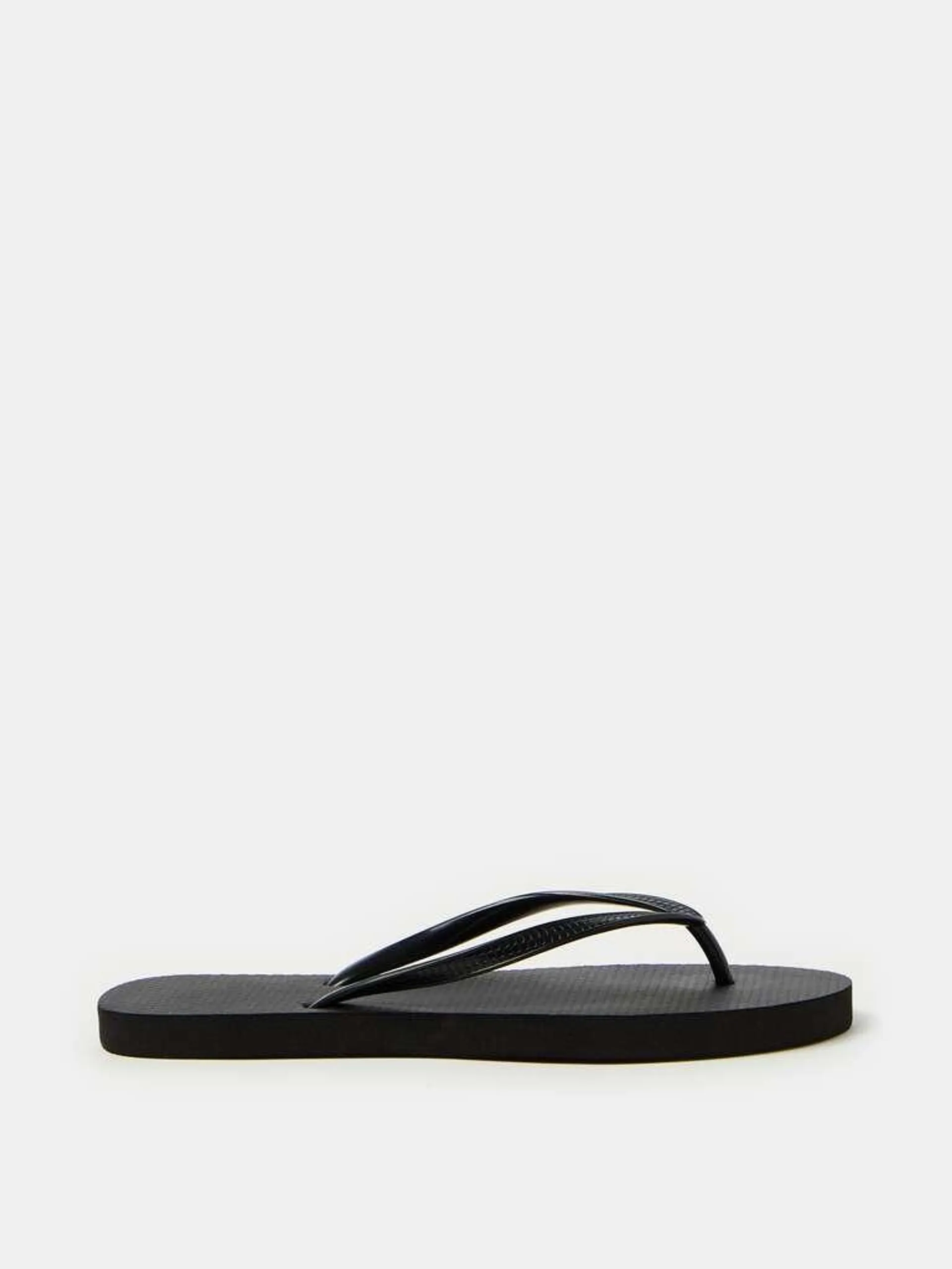 Black Solid colour thong sandals