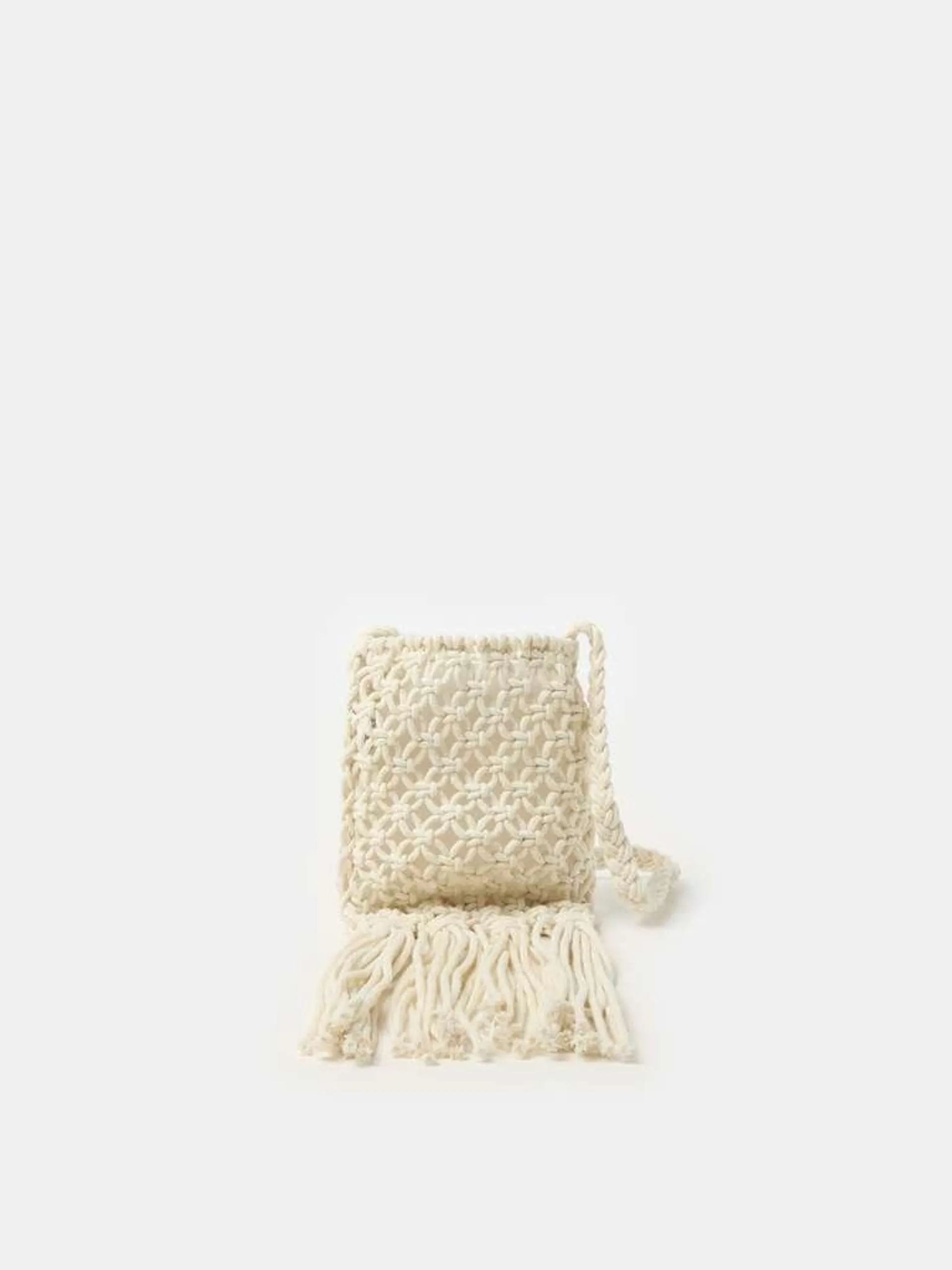 White Crochet bag with fringing