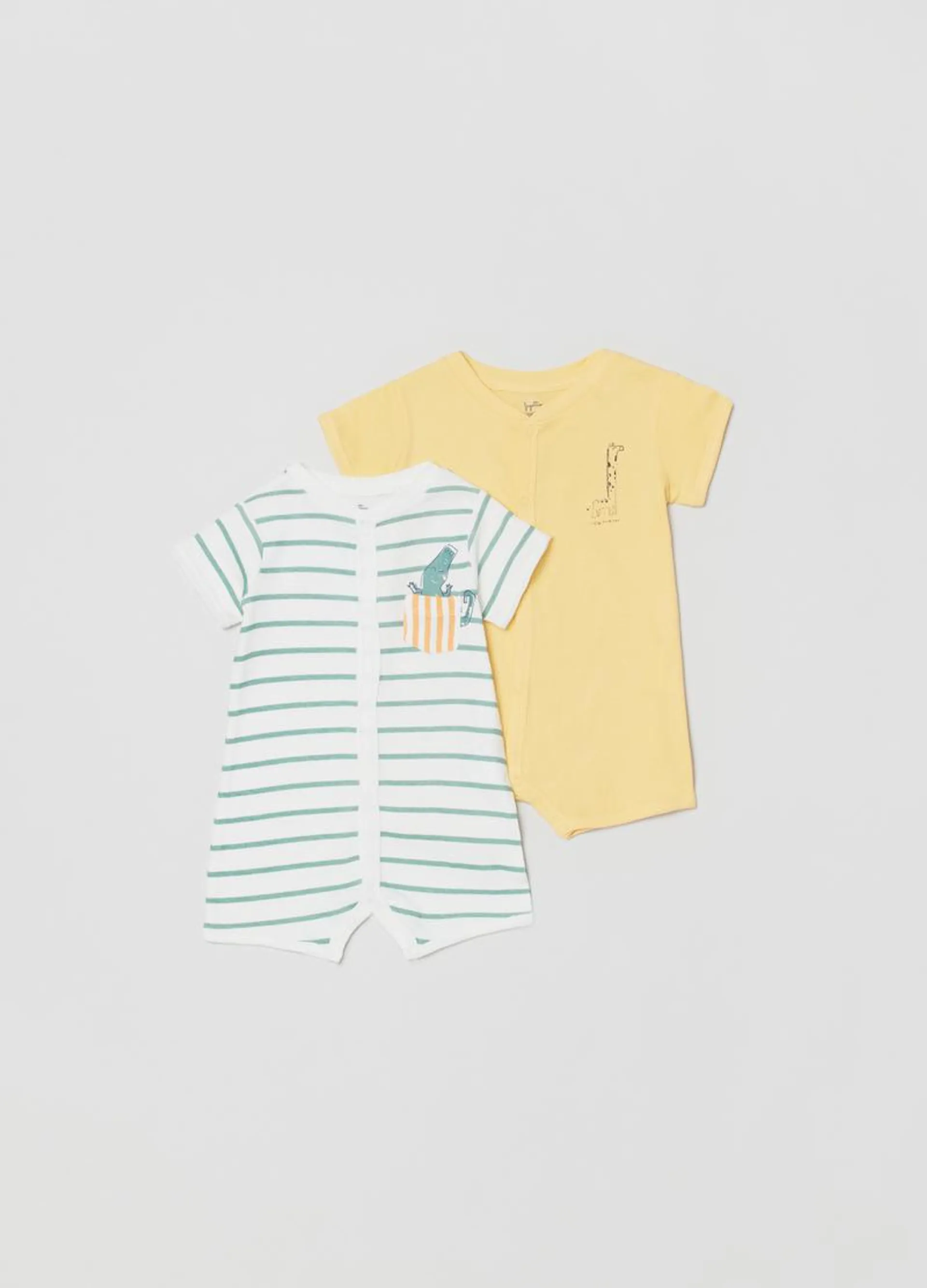 Two-pack sleepsuits in cotton