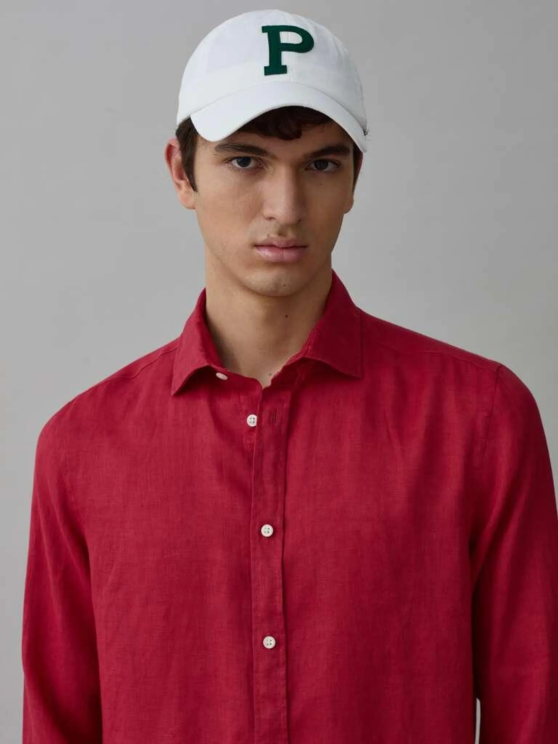 Geranium Red Regular-fit shirt in linen