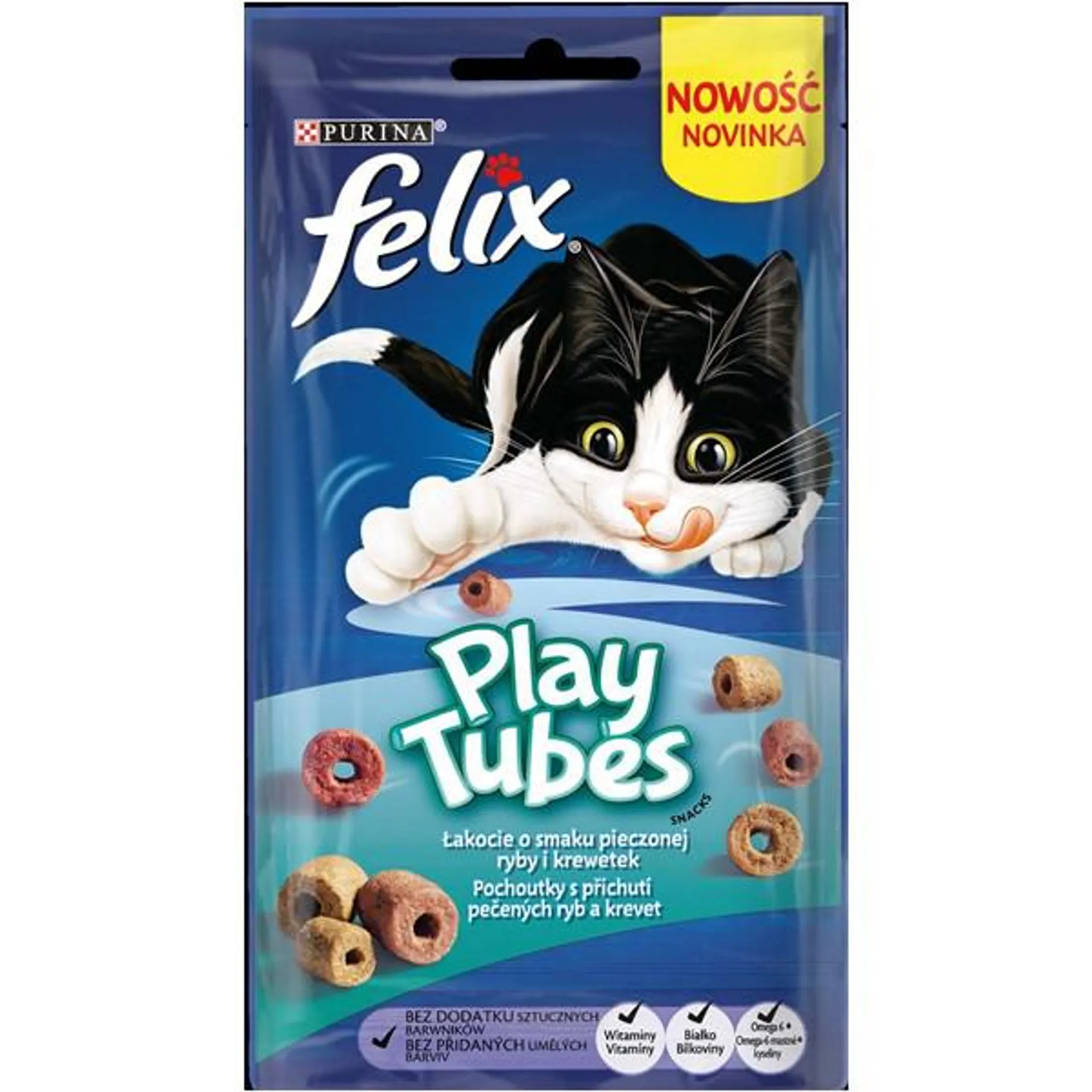 FELIX Play Tubes, poslastica s okusom pečene ribe i kozica, 50g