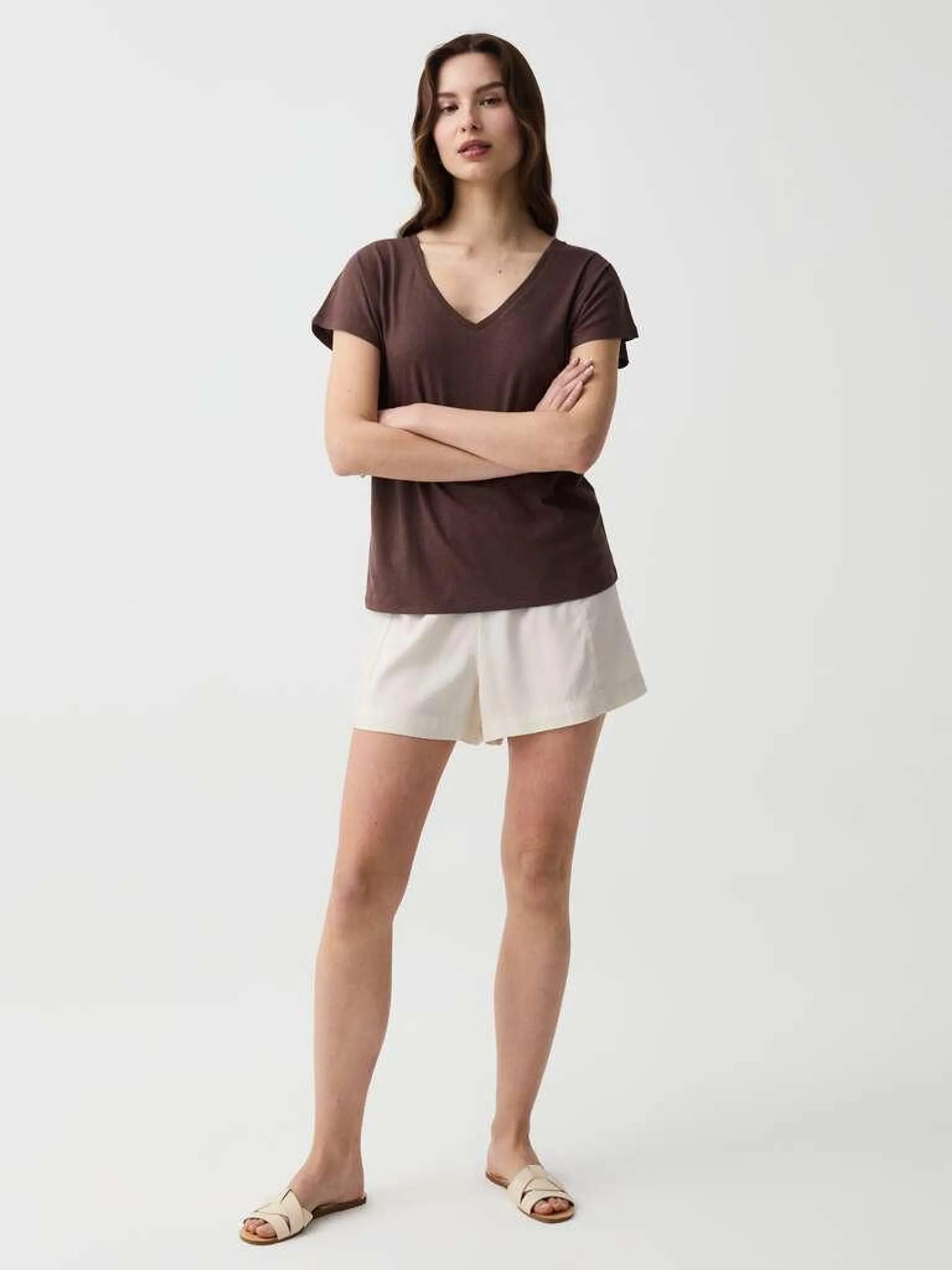 High-waisted Lyocell shorts