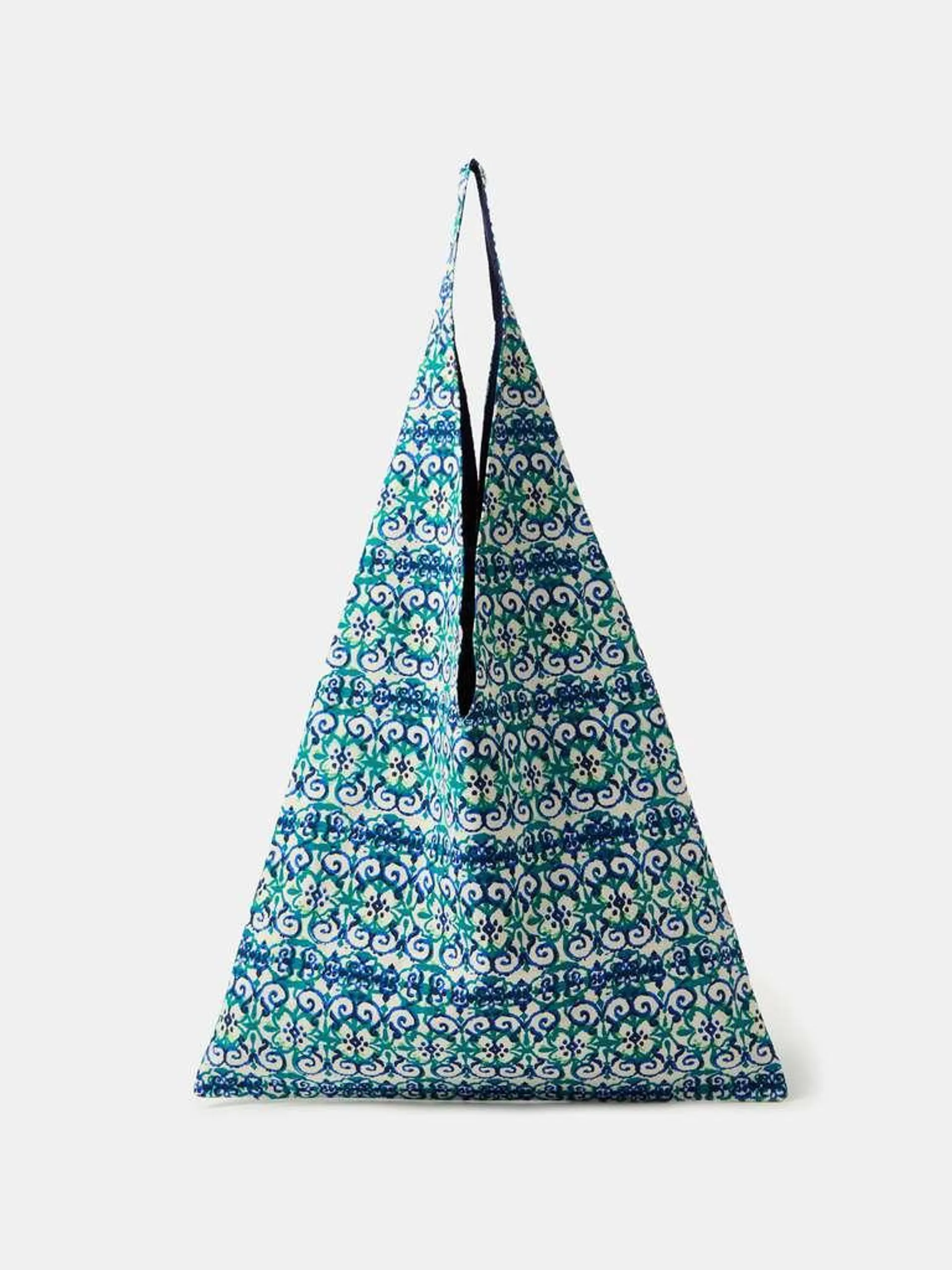 Blue/Green Shopping bag in canvas with print