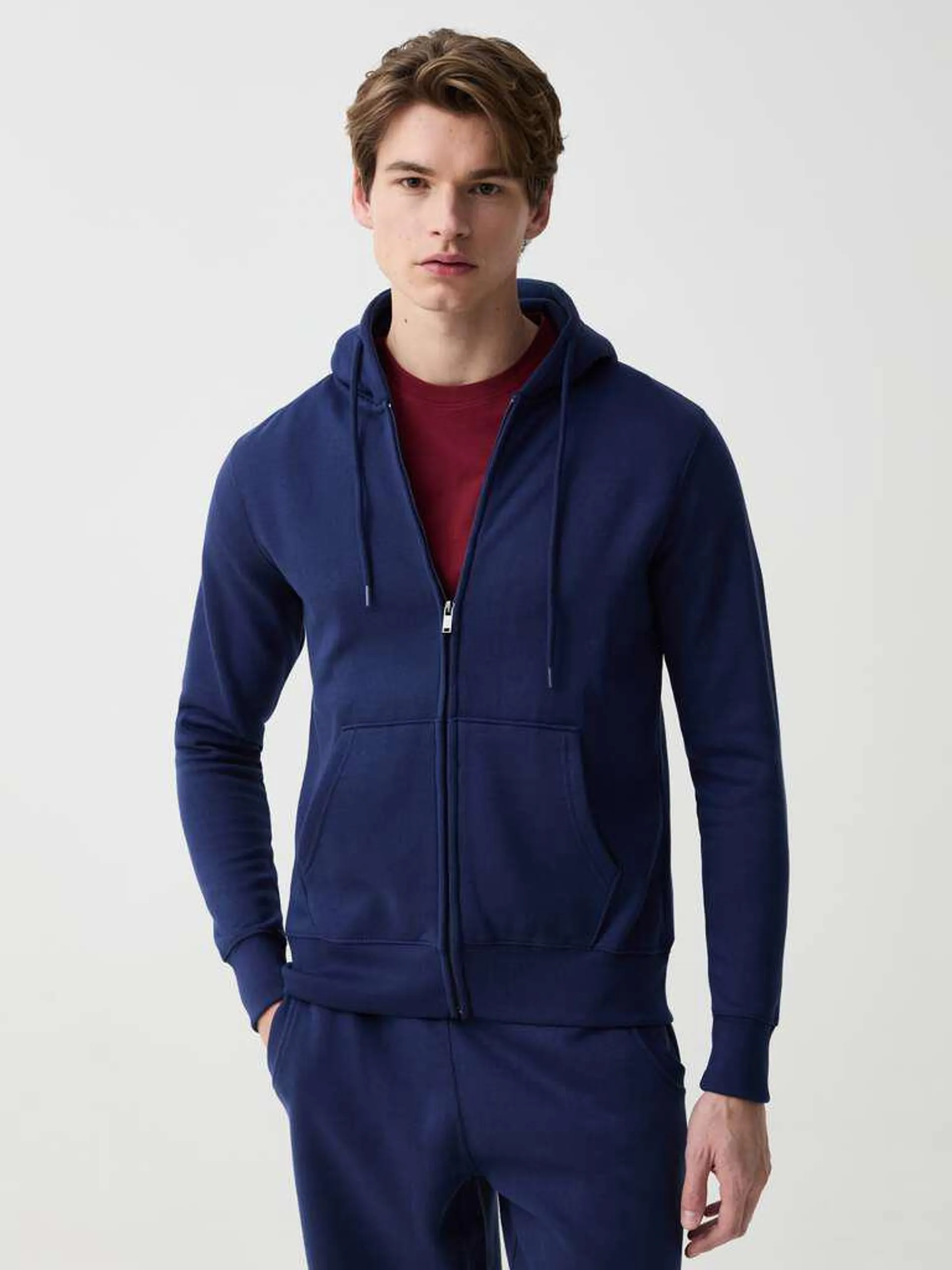 Royal Blue Full-zip plush hoodie