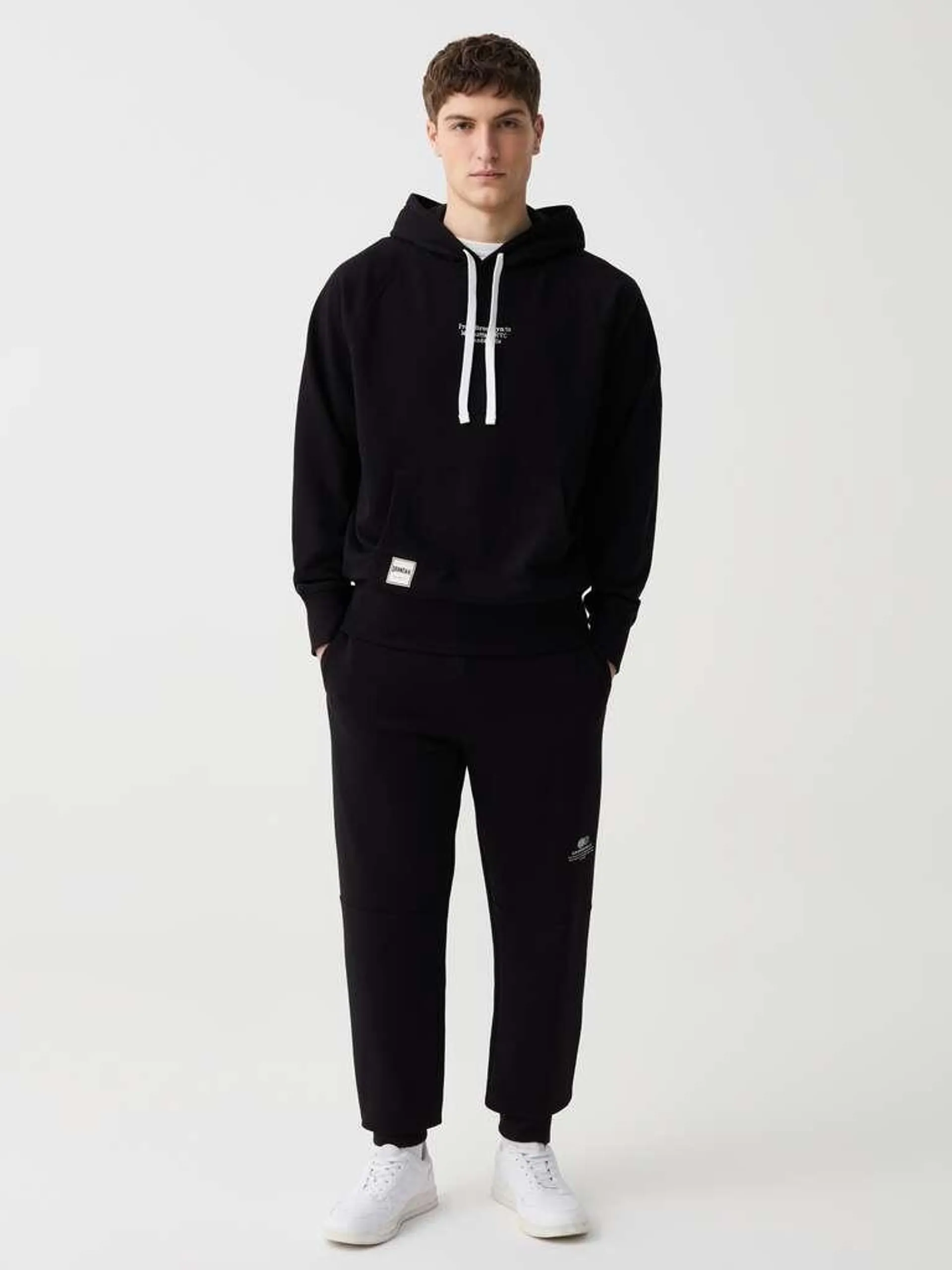 Black Fleece joggers with drawstring and print