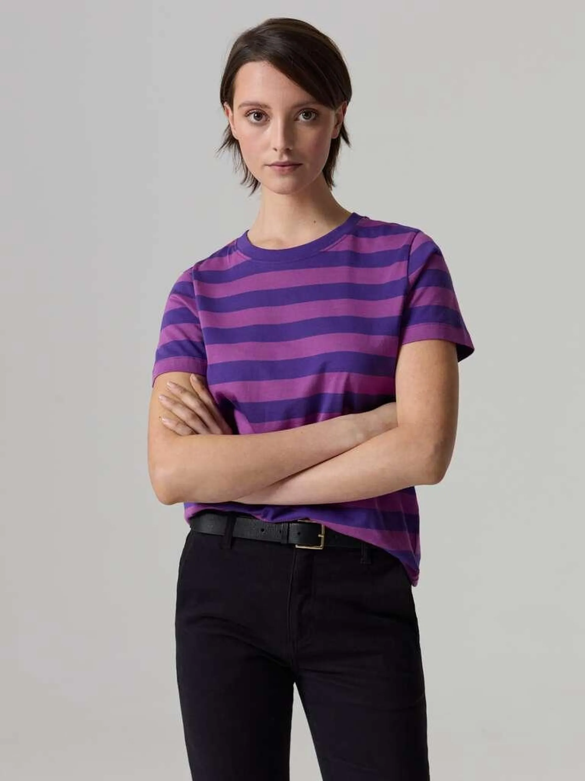 Purple Striped cotton T-shirt