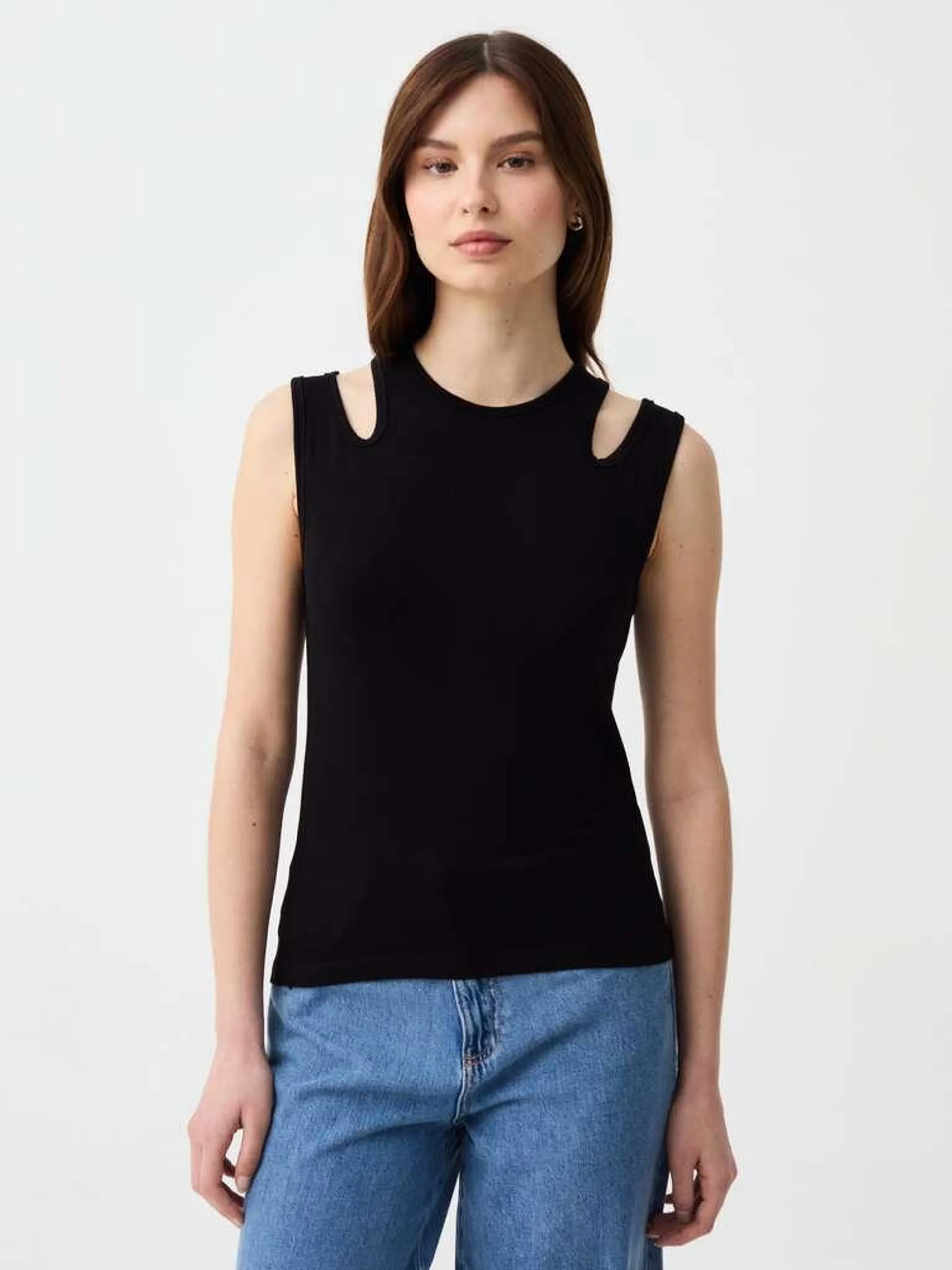 Black Tank top with cut-out detail