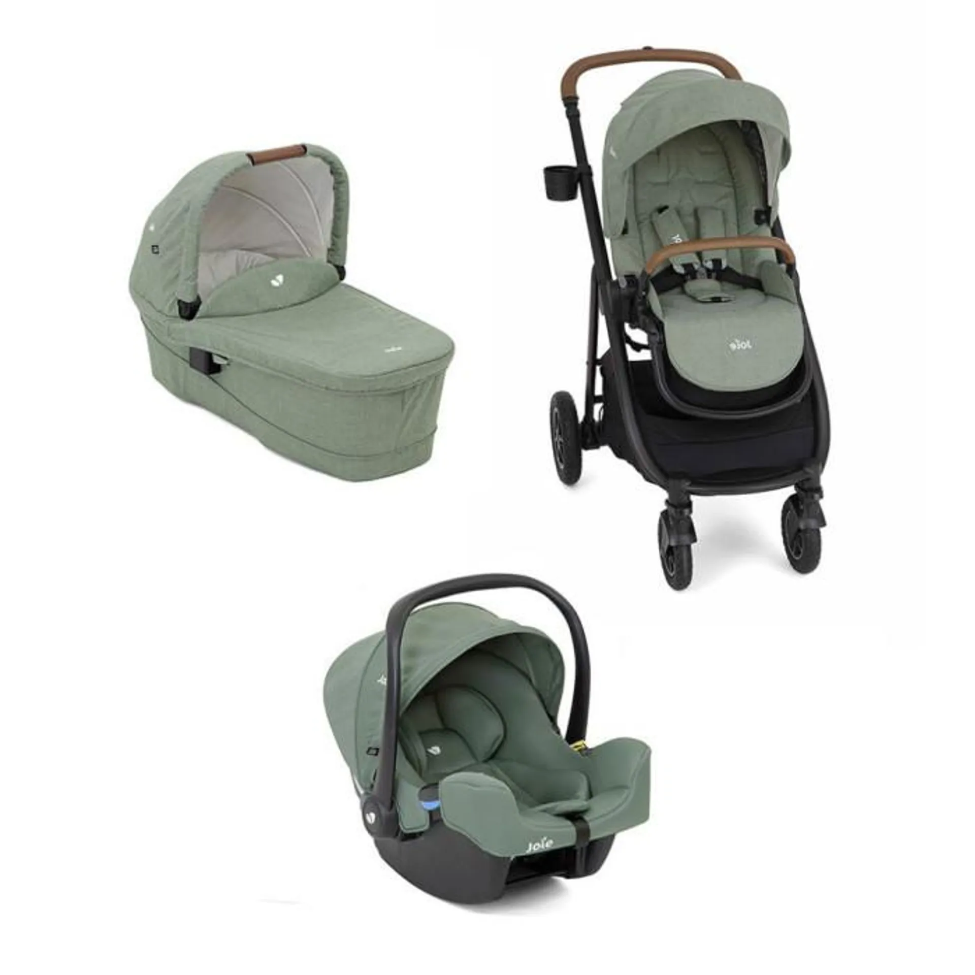 Joie 3u1 kolica Versatrax + košara Ramble XL + i-Snug 2 autosjedalica - Laurel