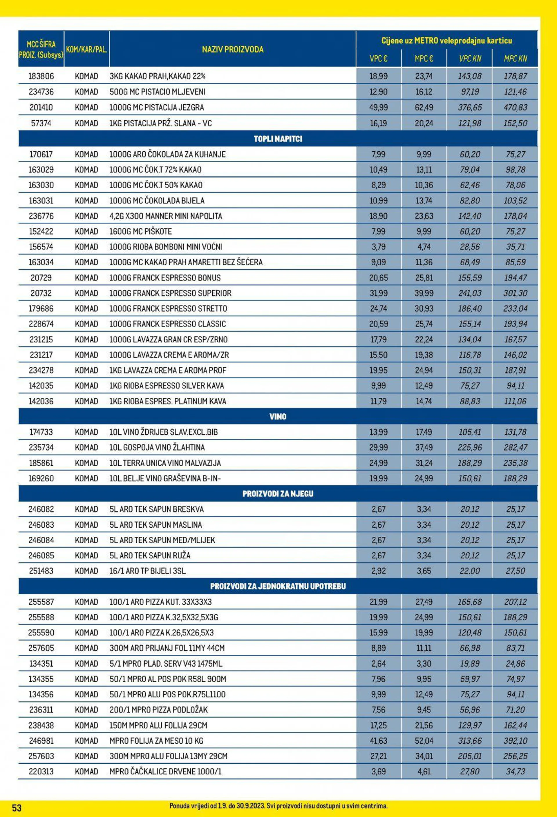 Katalog Metro katalog do 30.09.2023 od 14. rujna do 30. rujna 2023. - Pregled Stranica 53