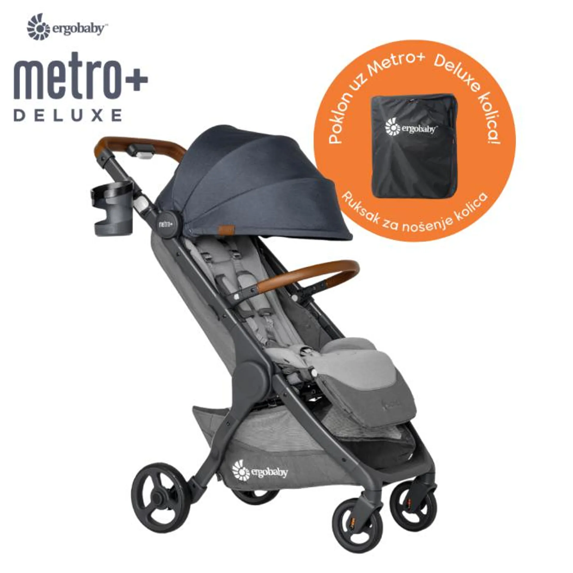 Ergobaby kišobran kolica Metro+ Deluxe - London Grey