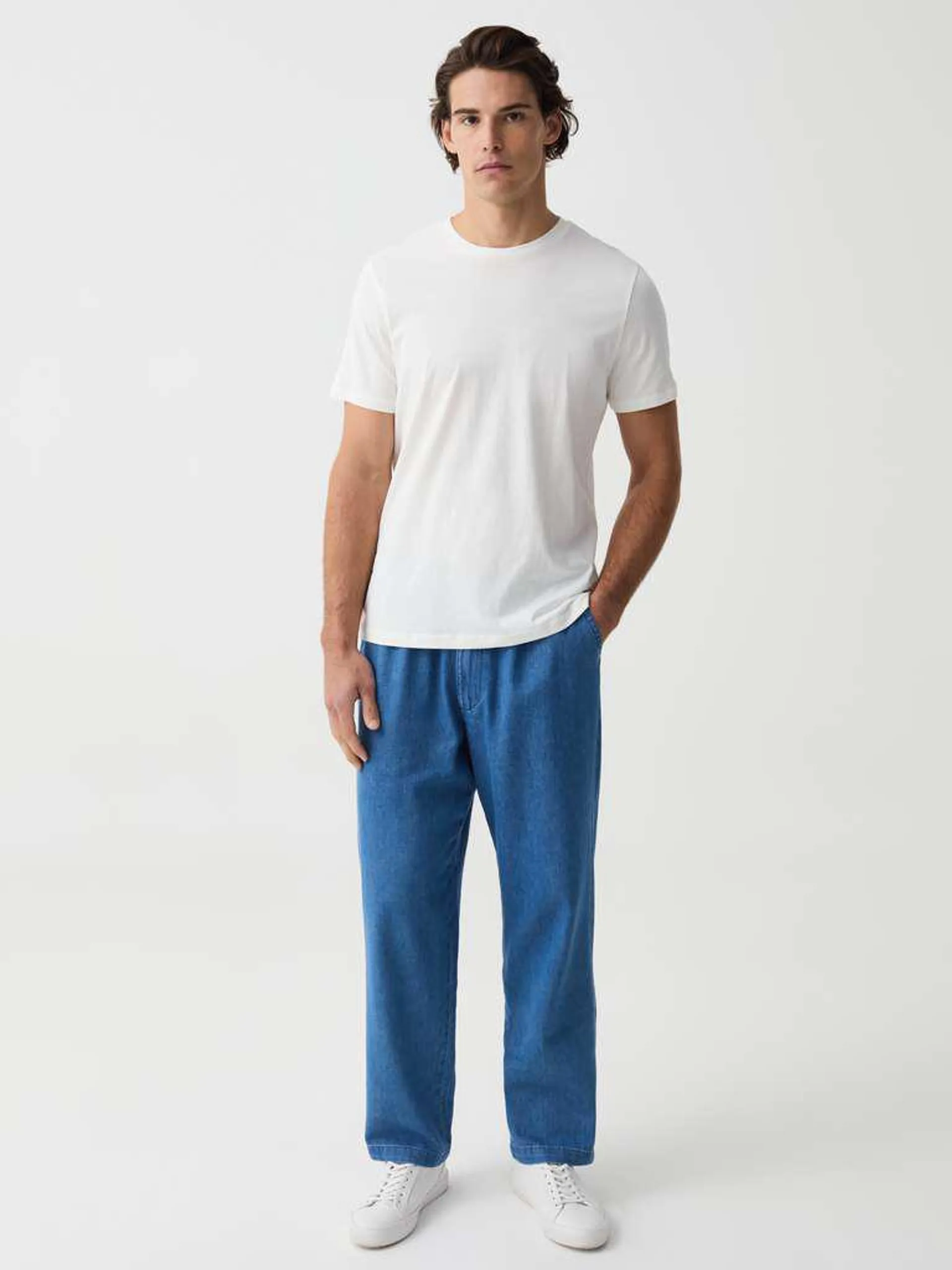 Denim Relaxed-fit chino jogger trousers in denim